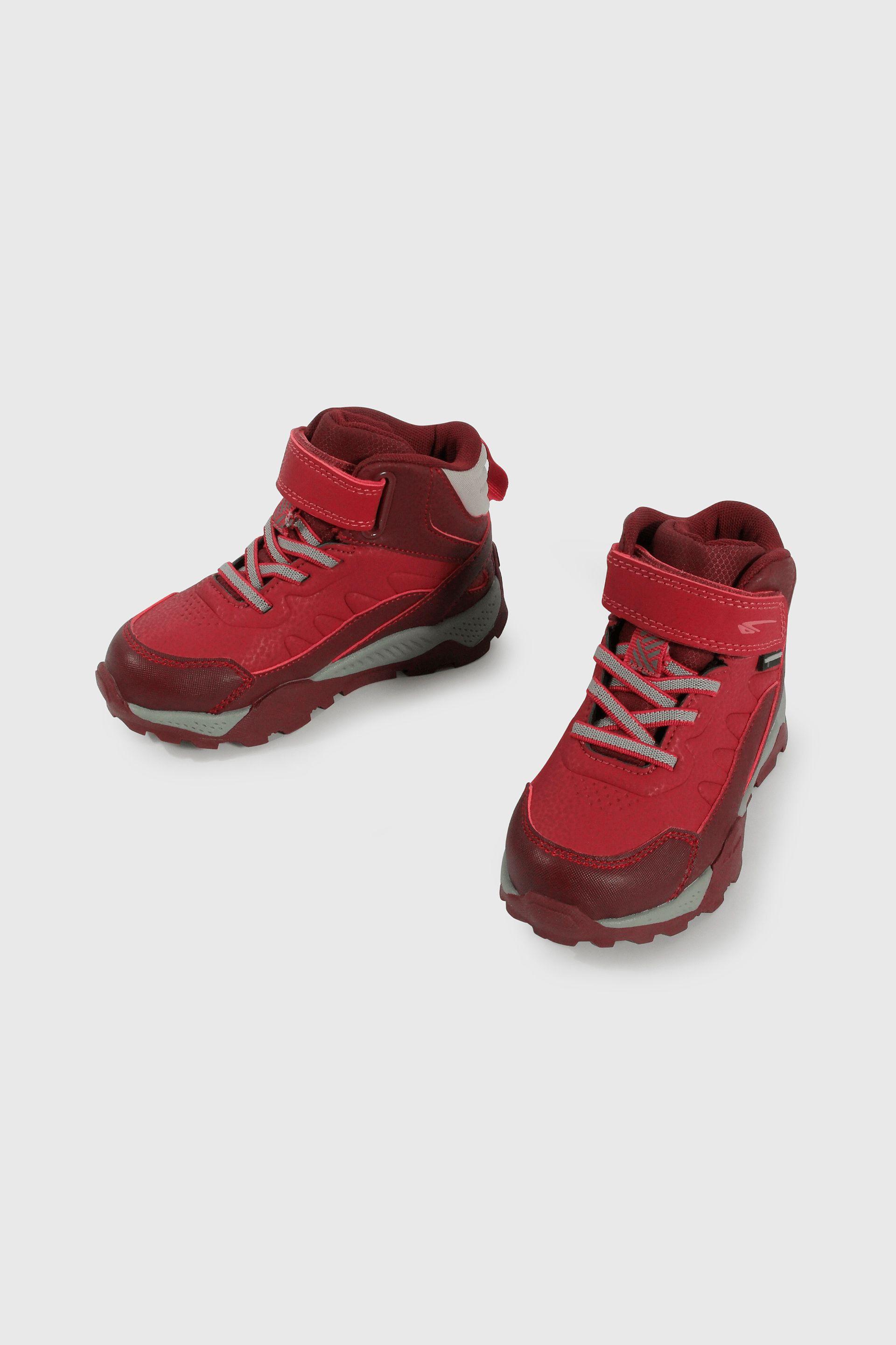 Botín Outdoor Caminante Caña Alta de Niña Rojo Velcro y Cordón-3