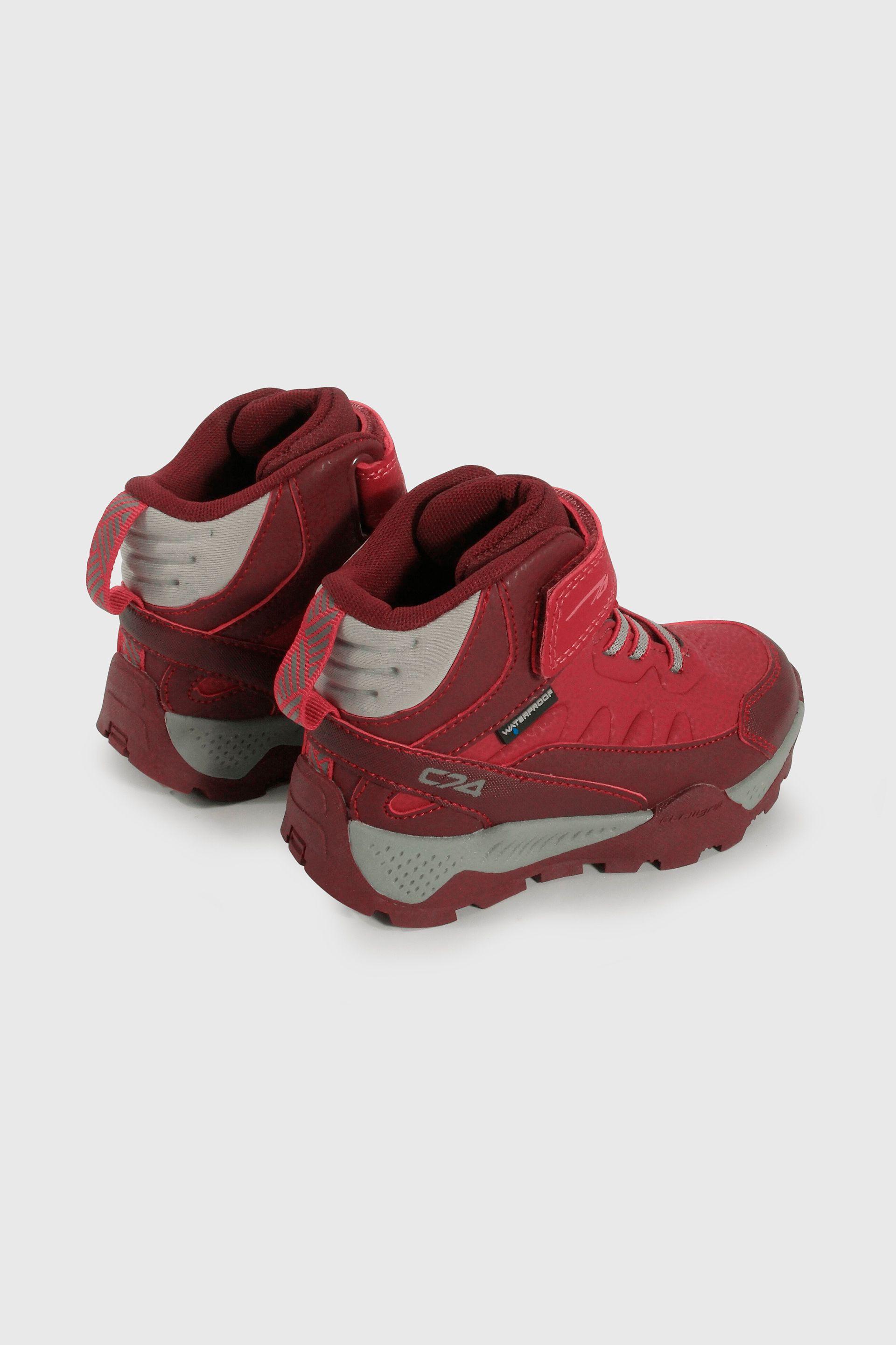 Botín Outdoor Caminante Caña Alta de Niña Rojo Velcro y Cordón-4