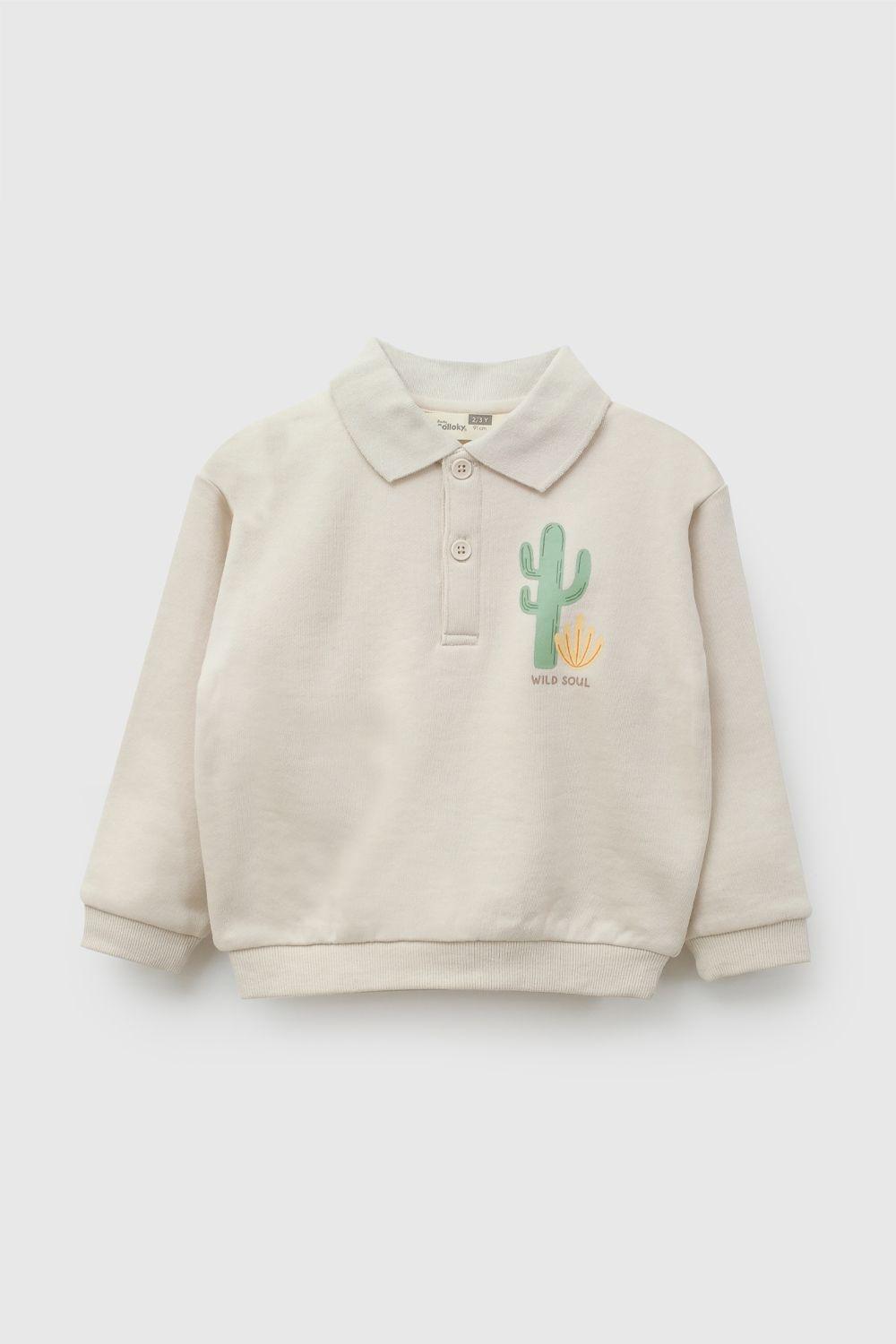 Poleron Polo Cactus Beige Niño 6-9M a 4-5A Colloky-0