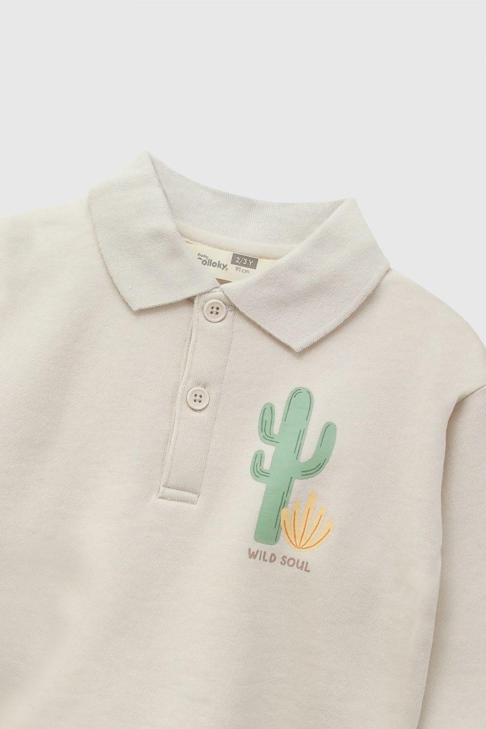 Poleron Polo Cactus Beige Niño 6-9M a 4-5A Colloky-2