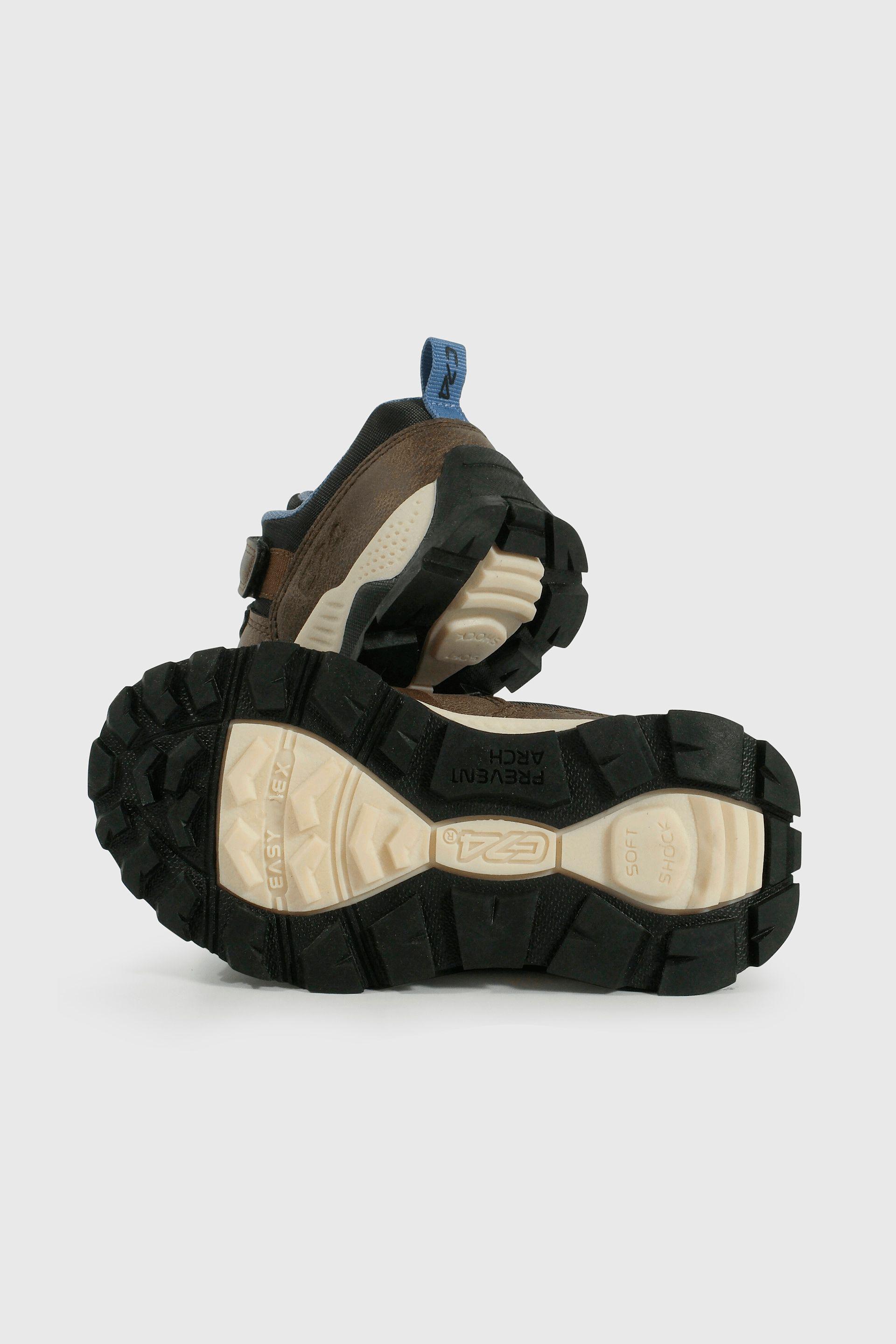 Zapatilla Caminante Outdoor de Niño Café Caña baja Velcro y Cordón-2