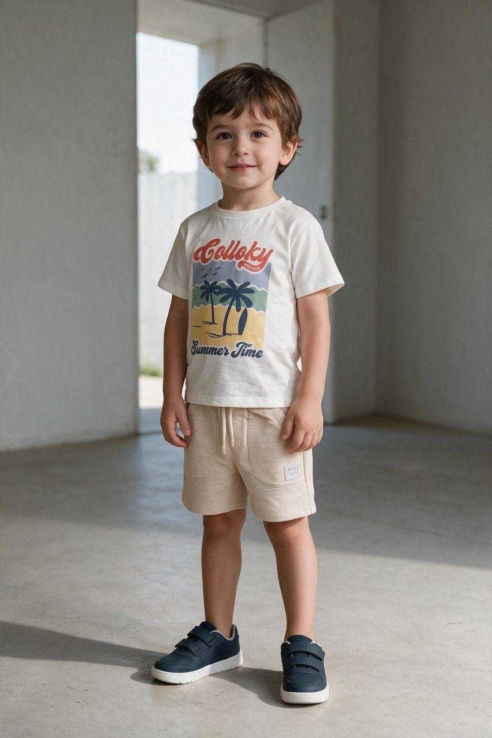 Bermuda Bolsillos Beige Niño 6-9M a 4-5A Colloky-1