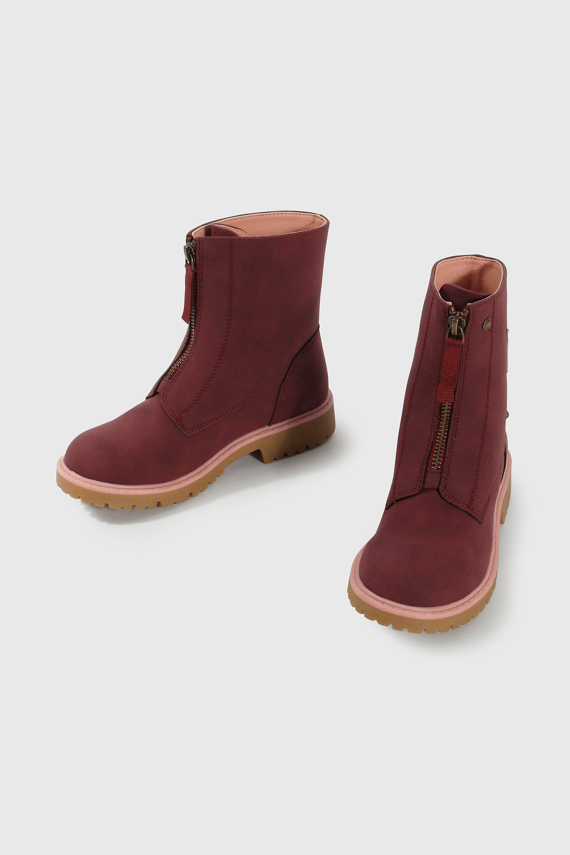 Bootie de Niña Rojo Caña media con Cierre-3