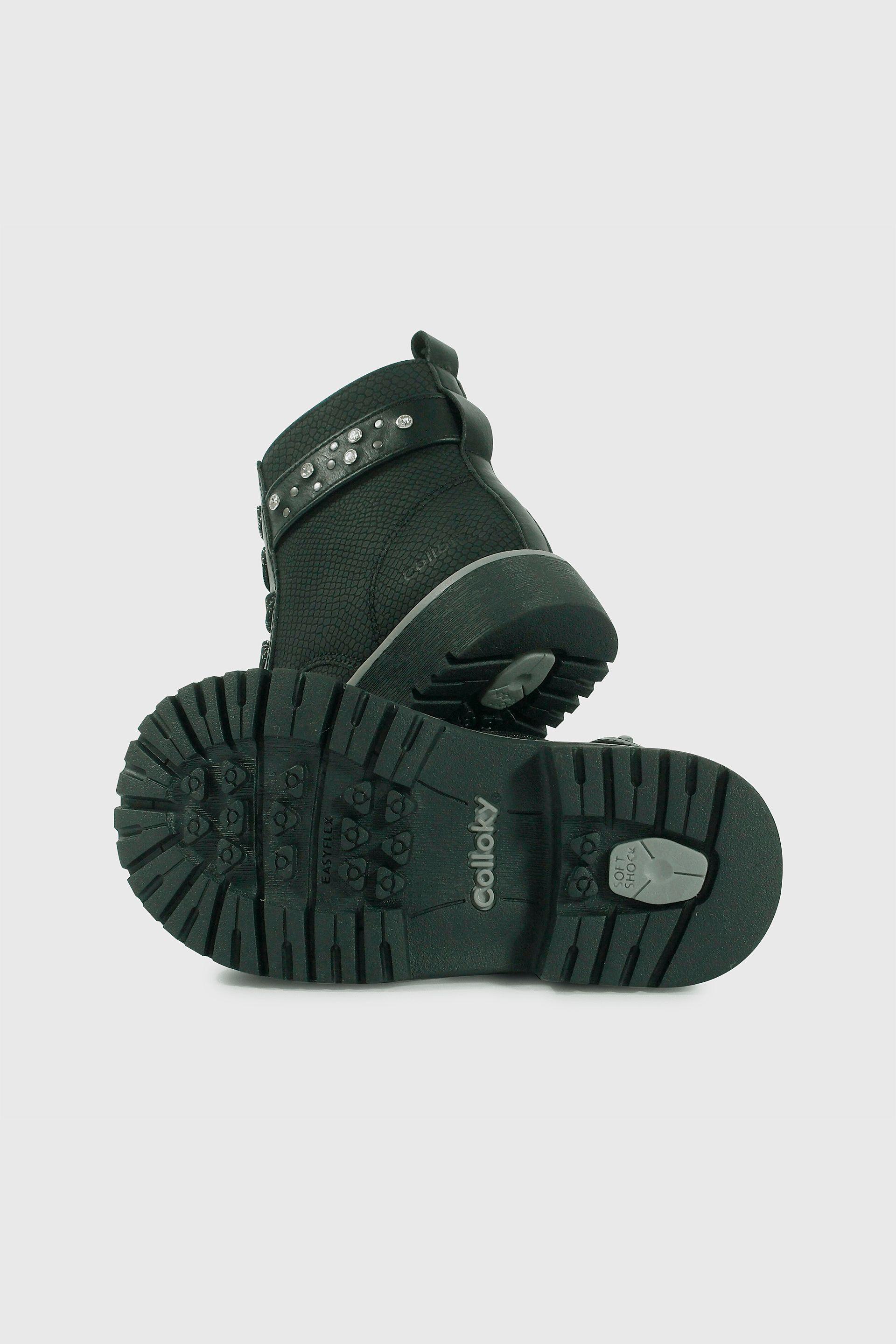 Botín Caminante Caña Media con Cordón Negra para de Niña-2