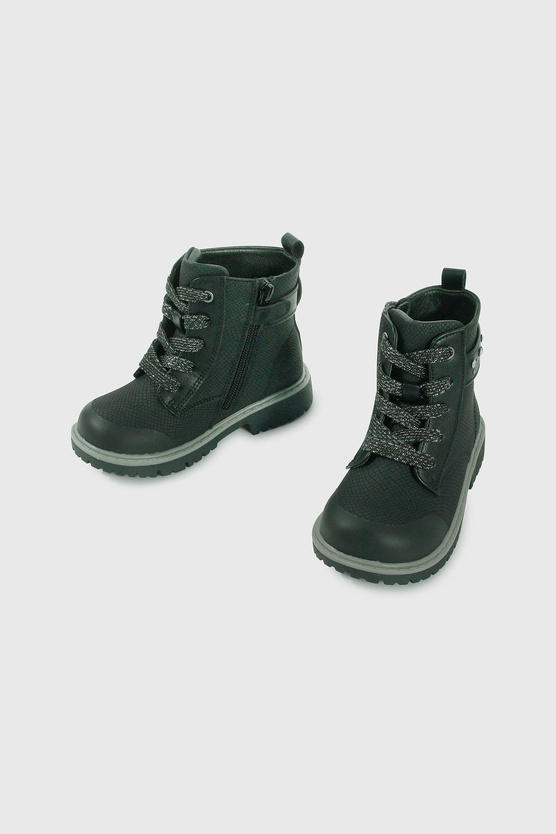 Botín Caminante Caña Media con Cordón Negra para de Niña-3