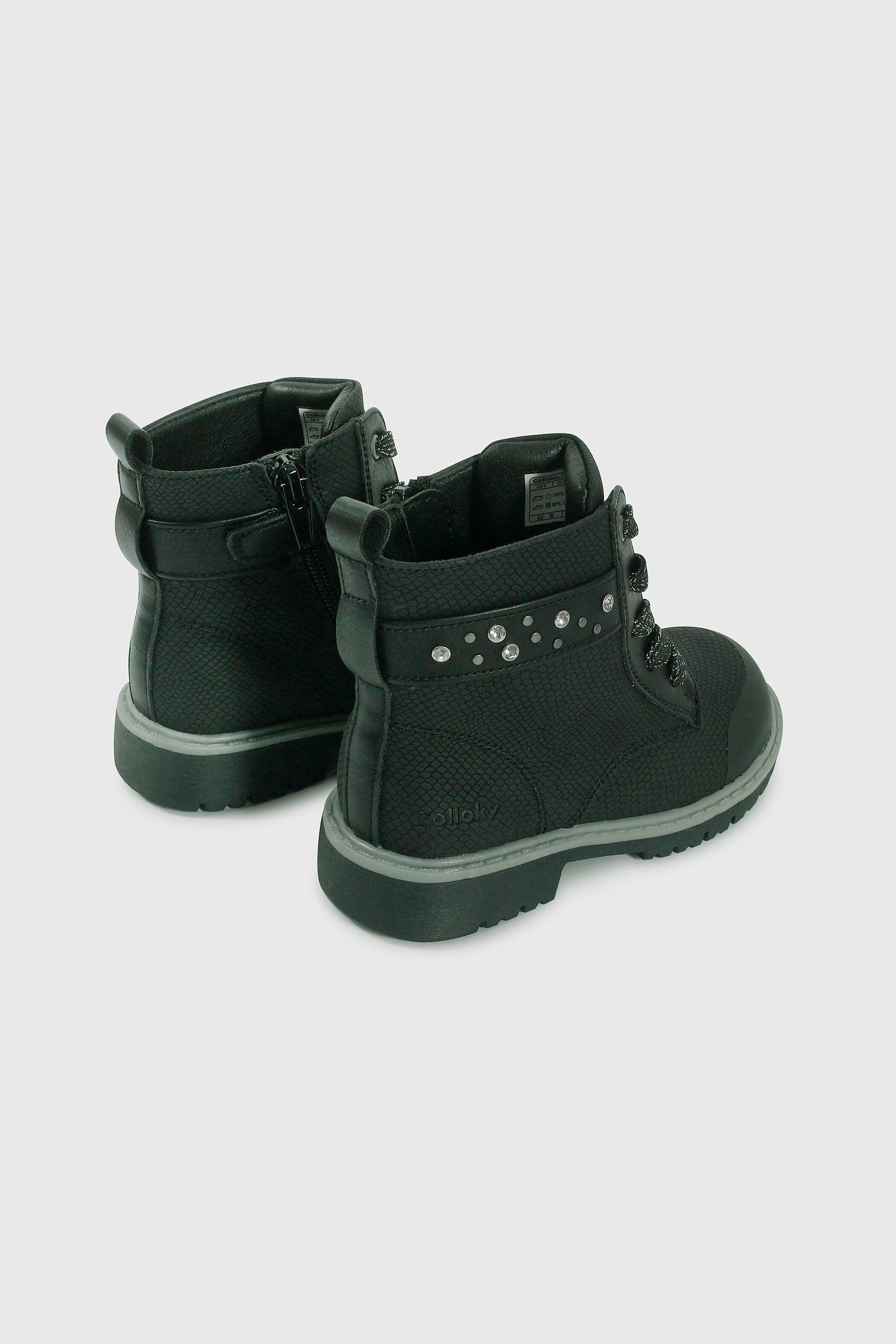 Botín Caminante Caña Media con Cordón Negra para de Niña-4