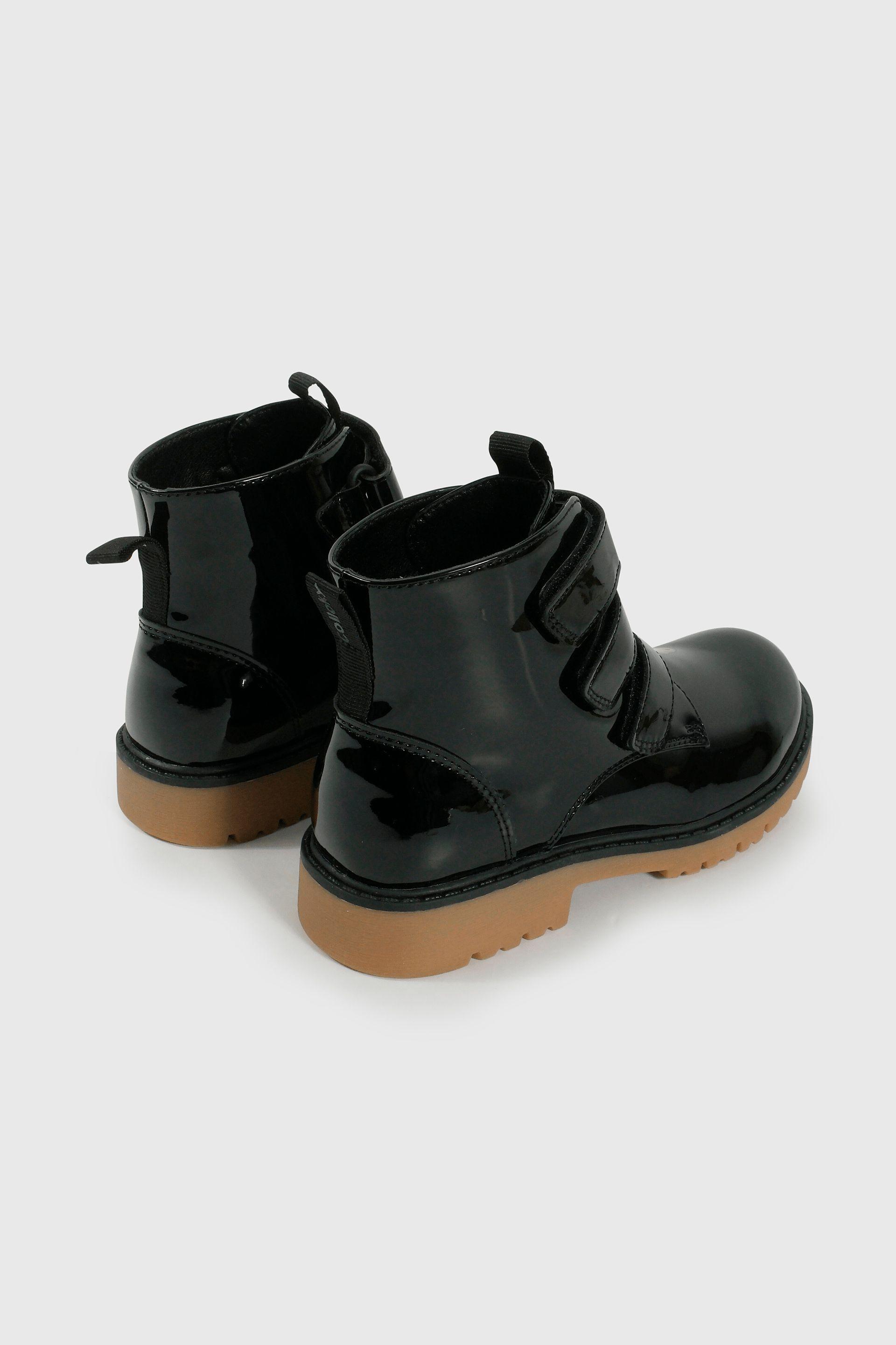 Bootie de Niña Negra Caña Media con Velcro-4