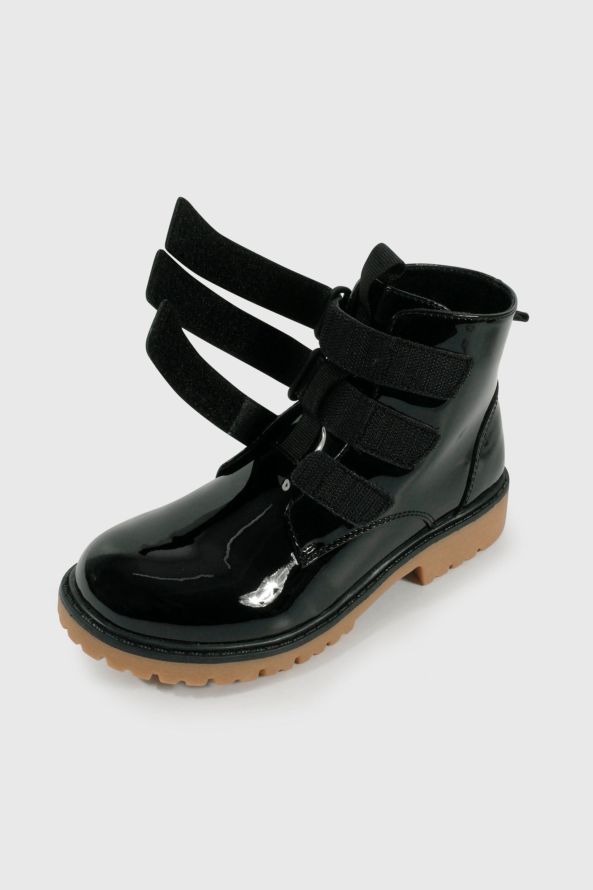 Bootie de Niña Negra Caña Media con Velcro-5