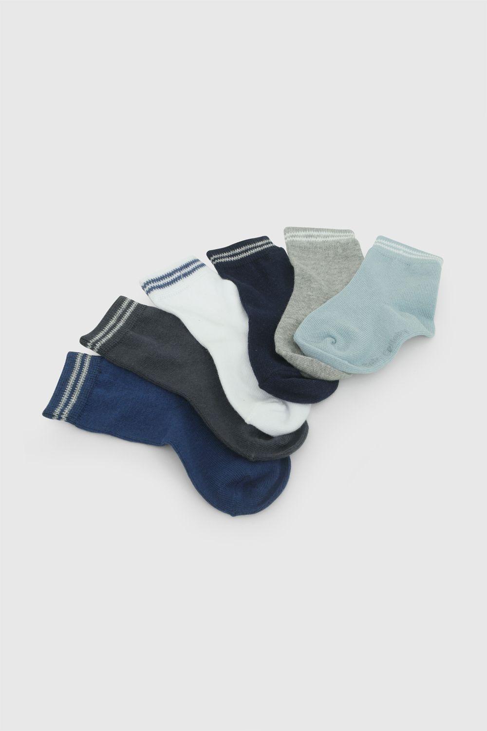 Pack 6 Calcetin Deportivo Punto Suave Y Resistente Azul Niño 0/3M a 3/4A Colloky-2