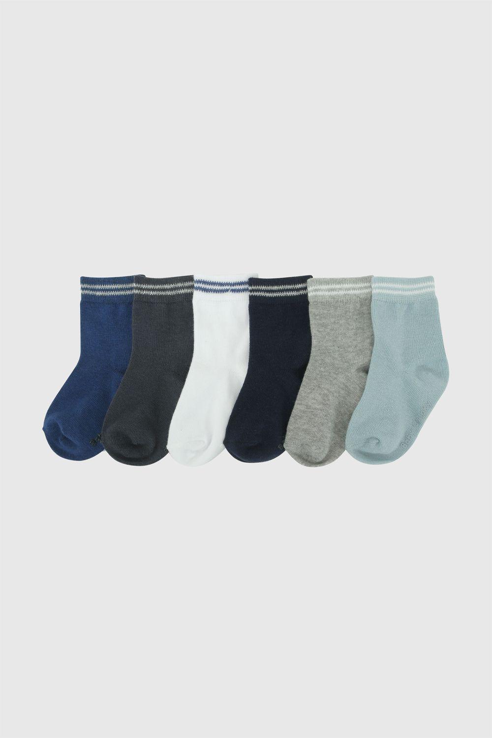 Pack 6 Calcetin Deportivo Punto Suave Y Resistente Azul Niño 0/3M a 3/4A Colloky-0