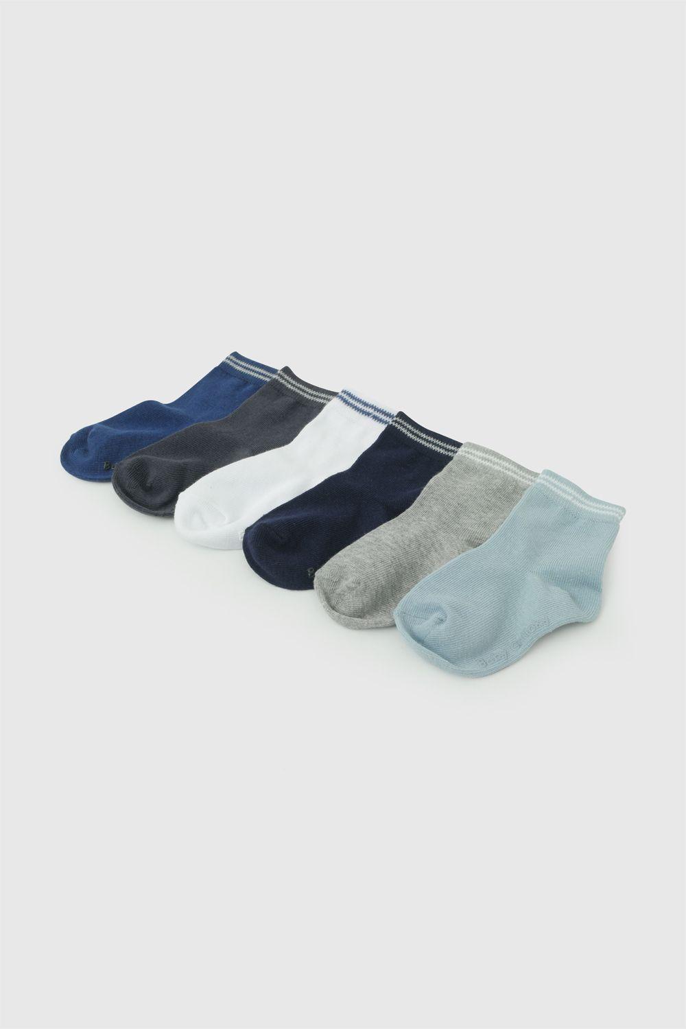 Pack 6 Calcetin Deportivo Punto Suave Y Resistente Azul Niño 0/3M a 3/4A Colloky-1