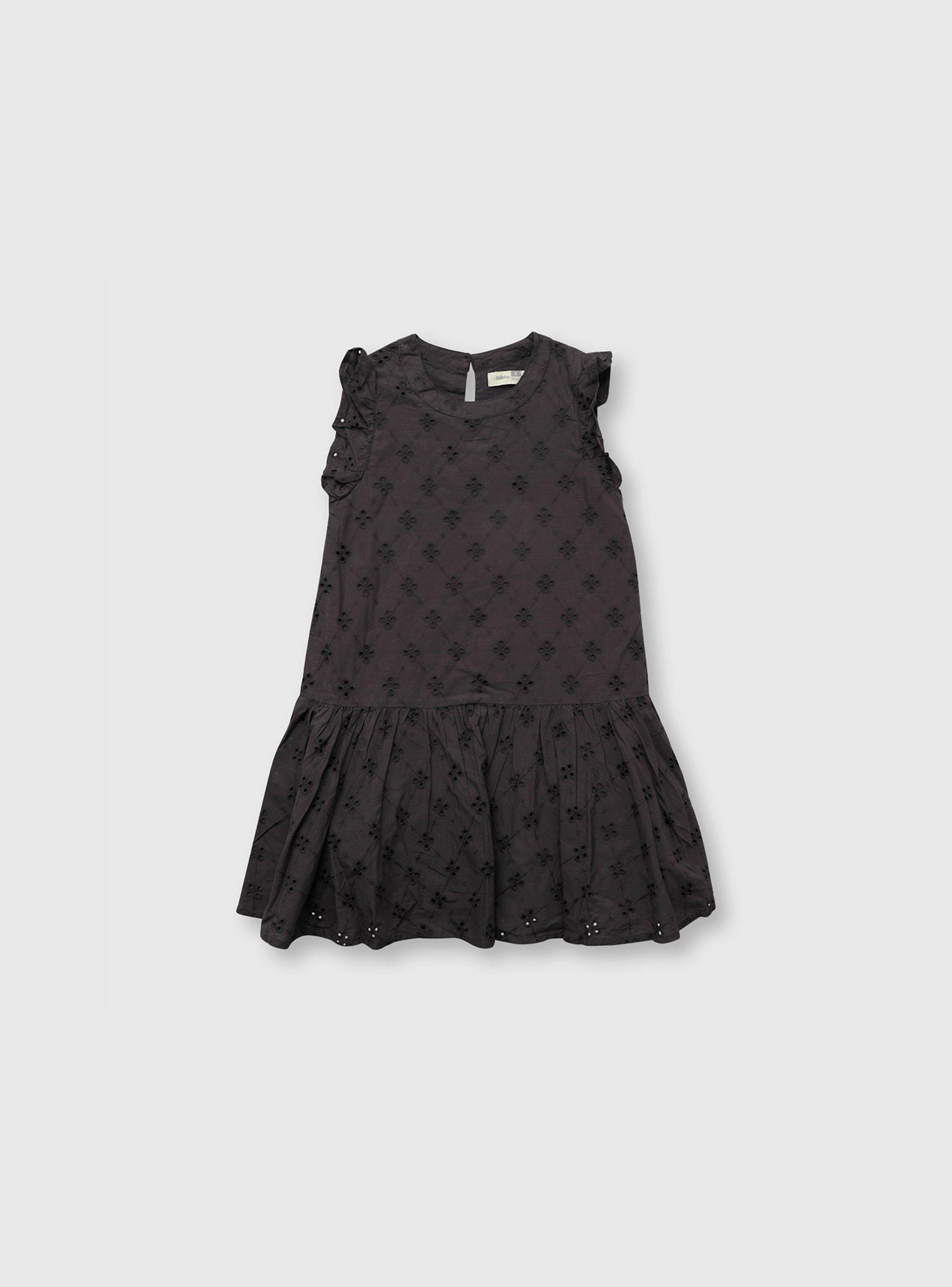 Vestido De Niña Brodery Gris (2 A 12 Años) Colloky-0