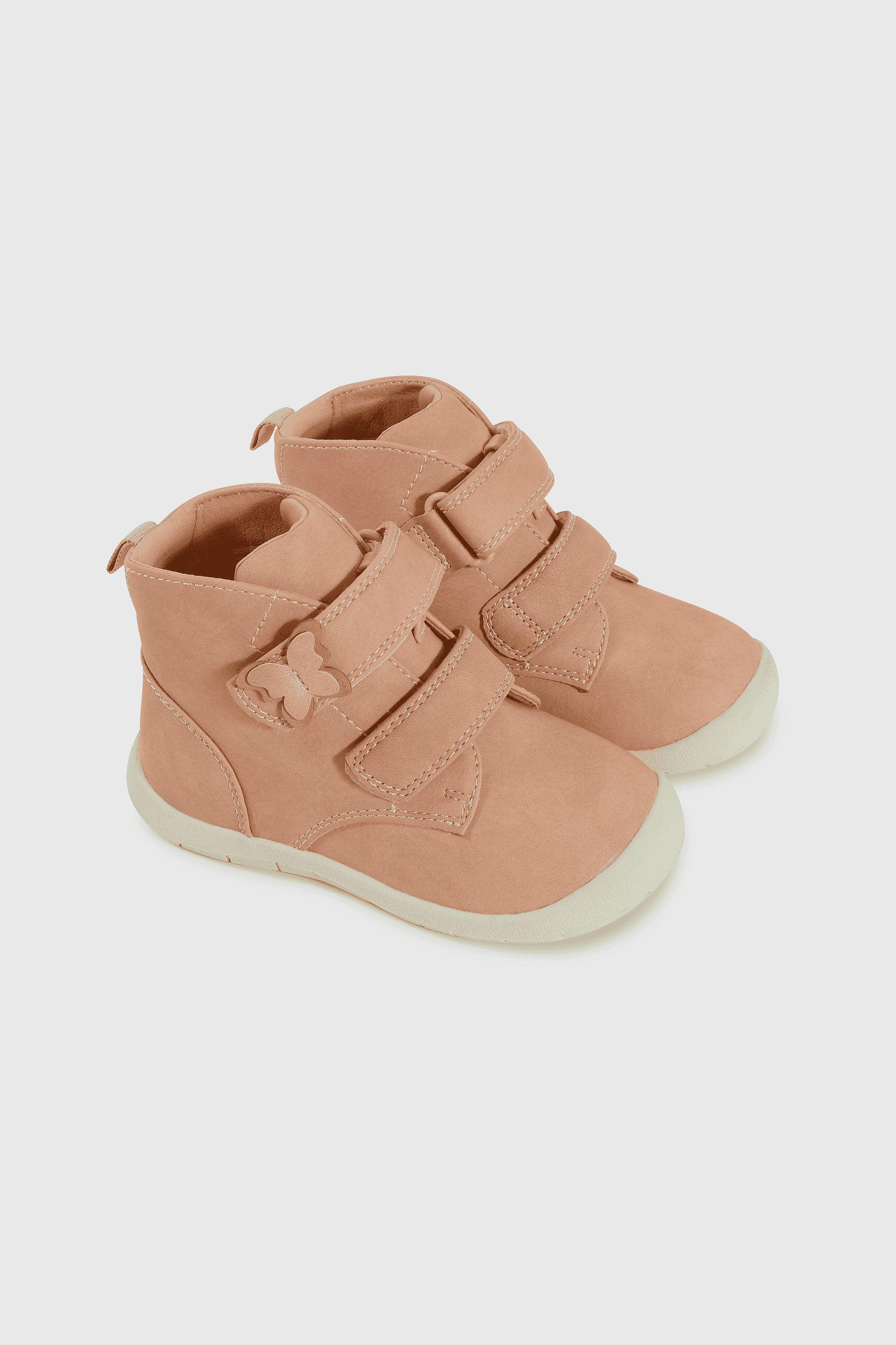 Botín Caminante Caña Media Rosado con Velcro para Niña-0