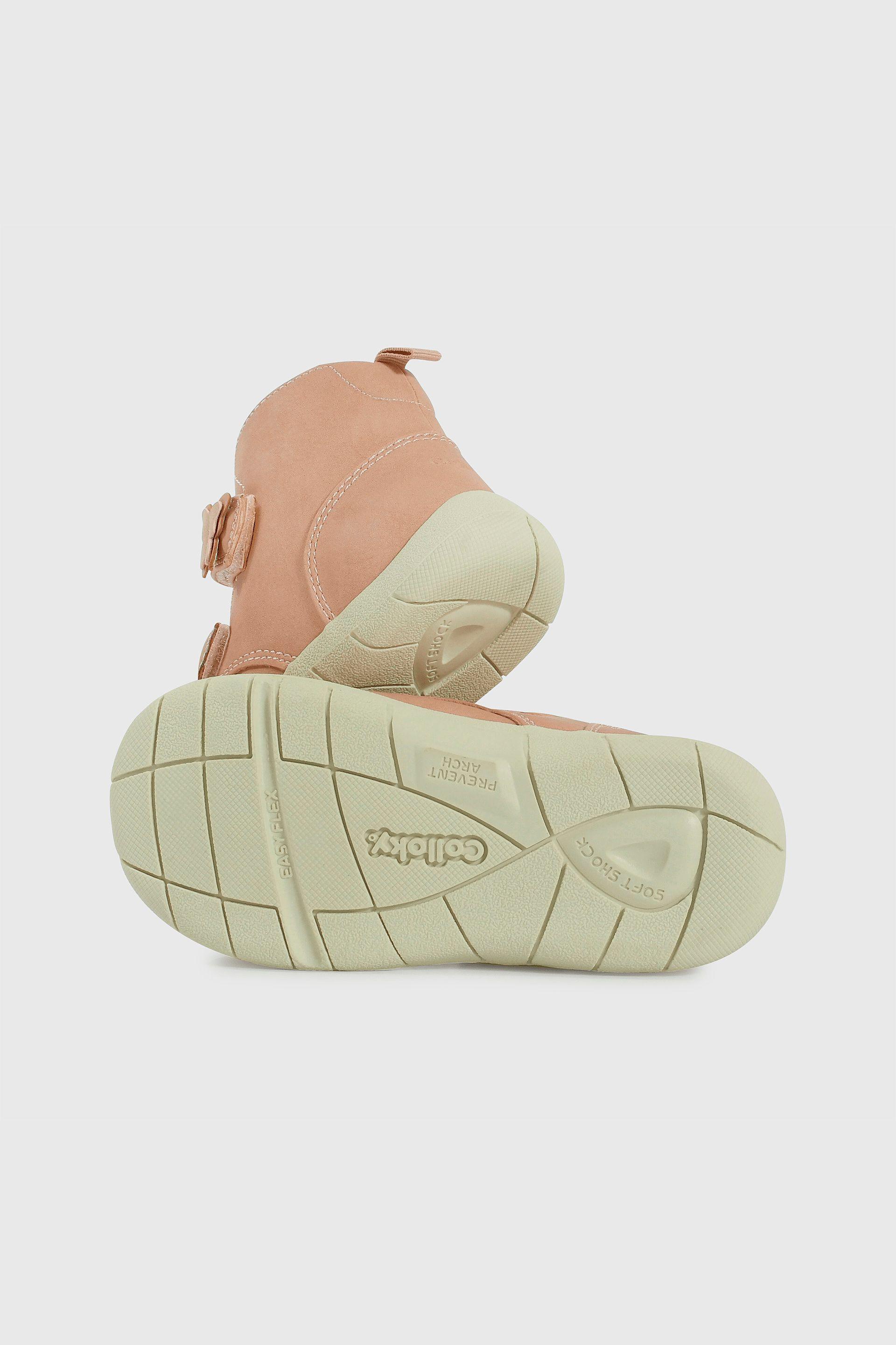 Botín Caminante Caña Media Rosado con Velcro para Niña-2