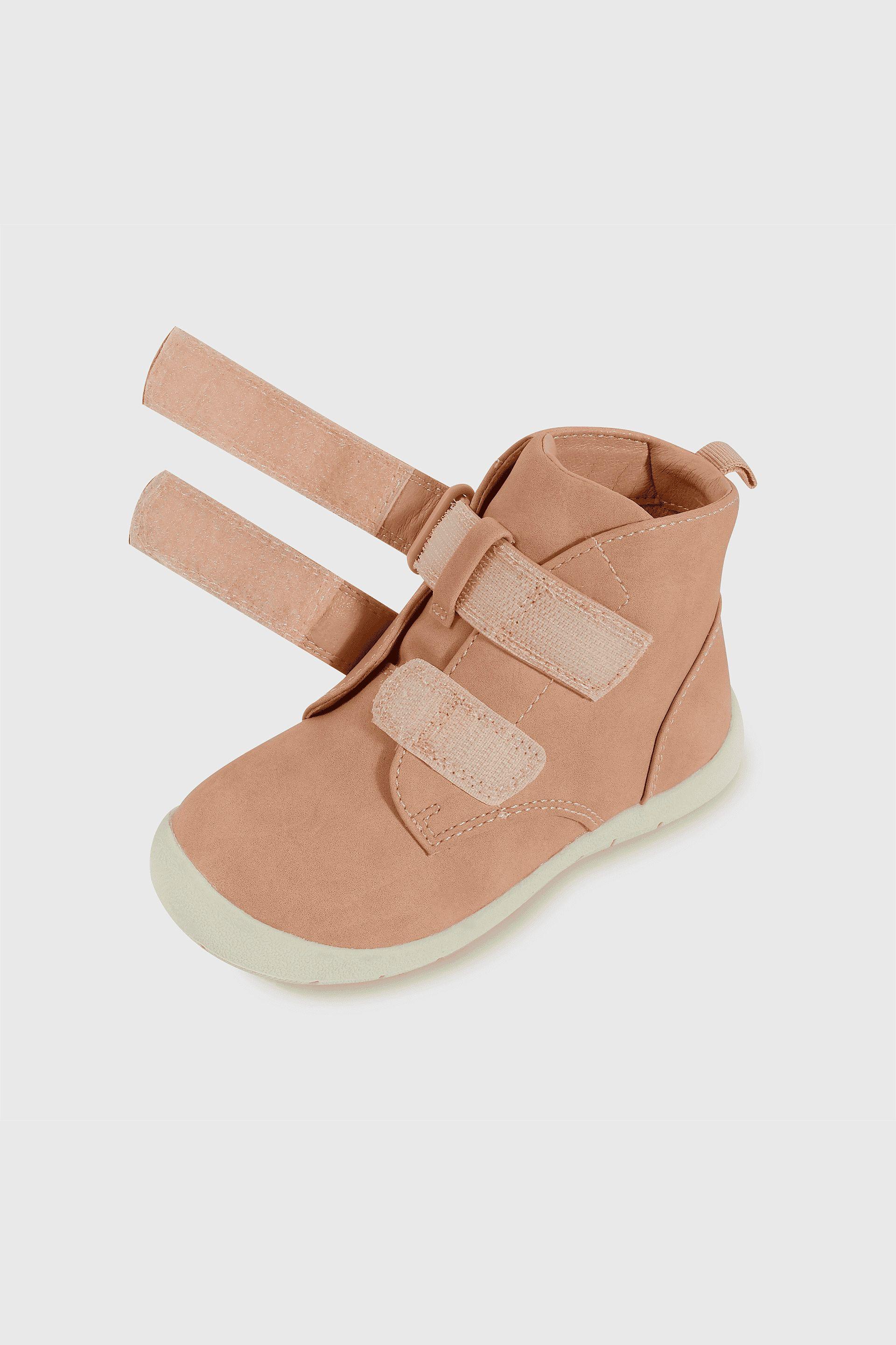 Botín Caminante Caña Media Rosado con Velcro para Niña-5