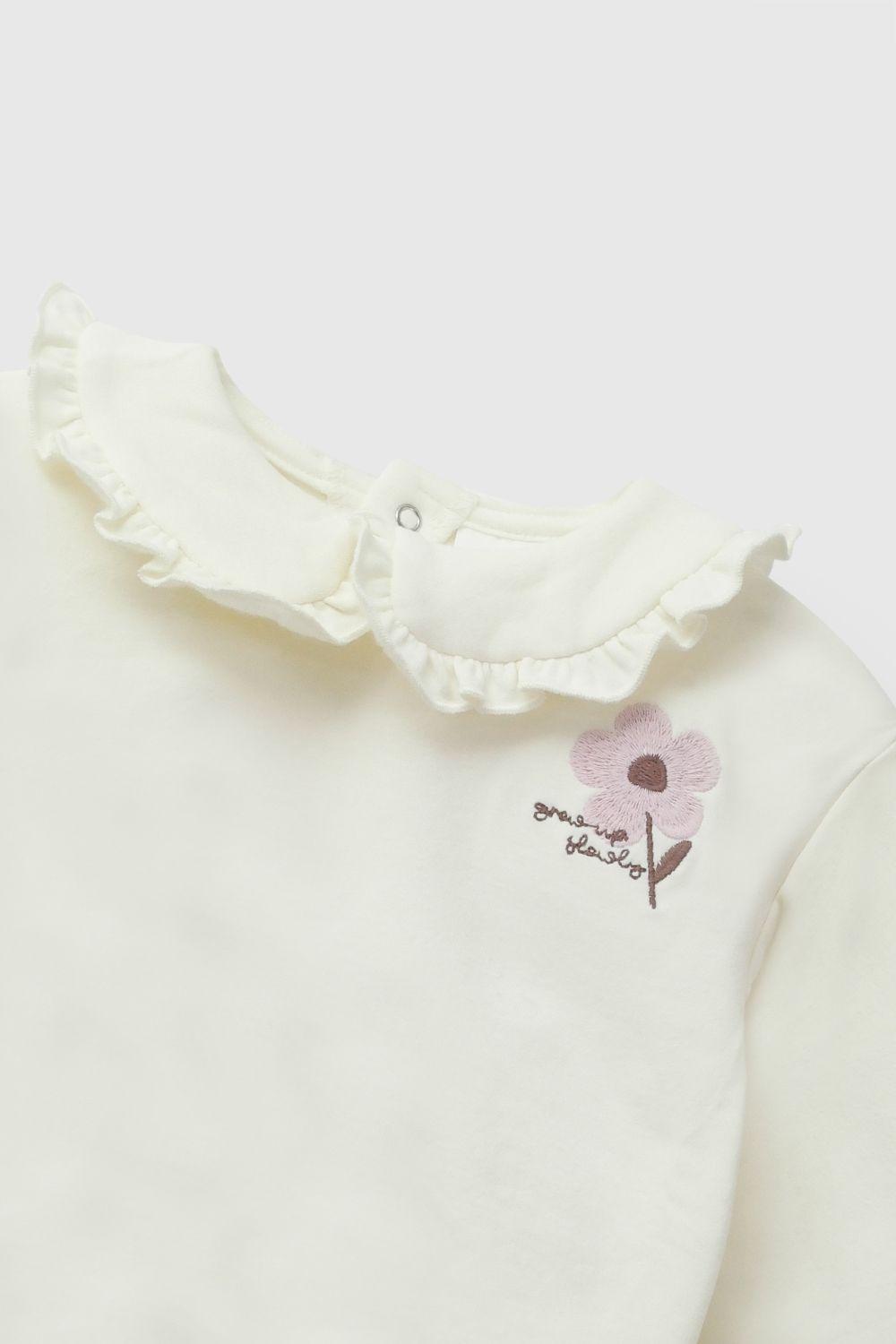 Conjunto Flor Bordada Polycotton Purpura Niña Rn a 6-9M Colloky-3