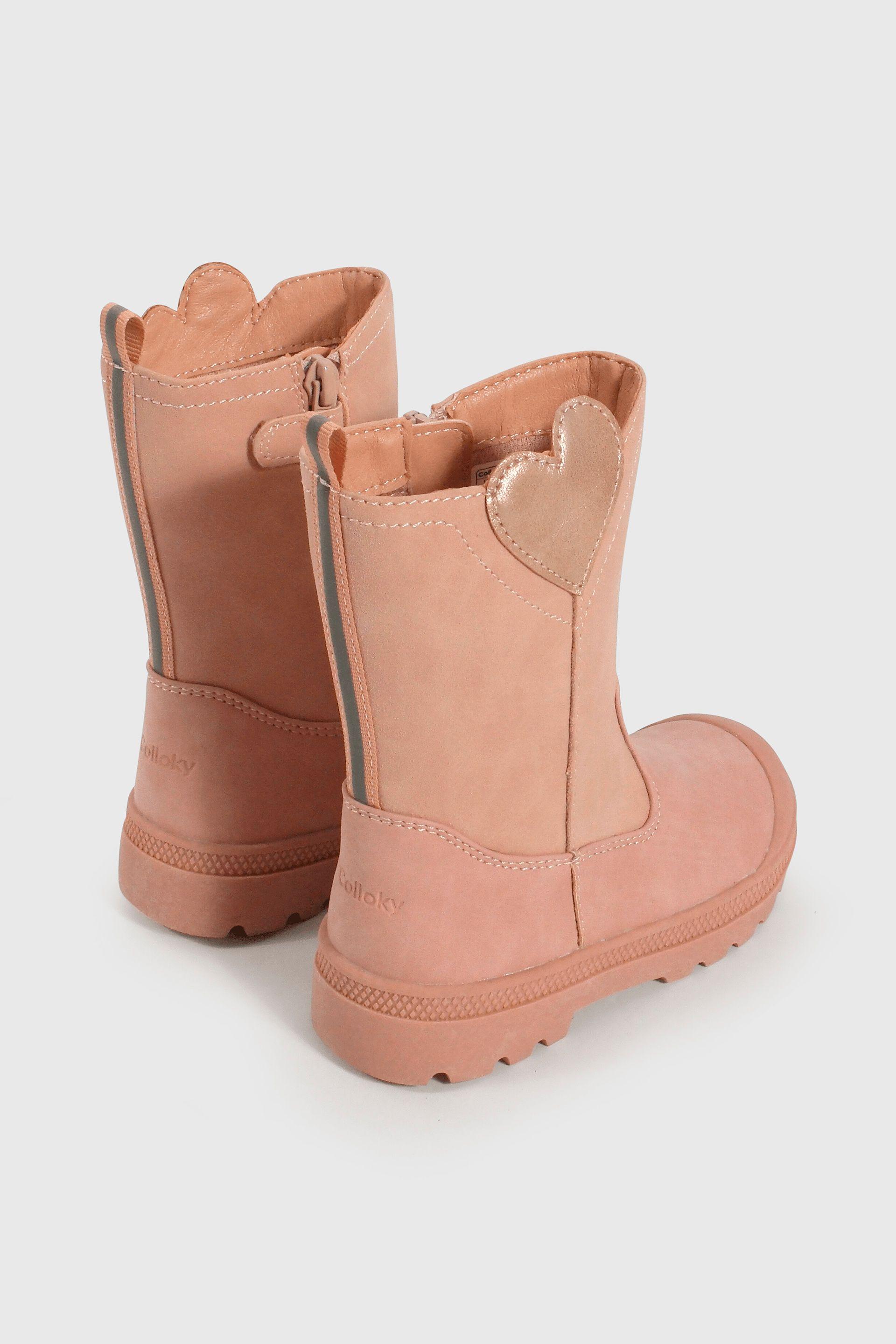 Bota Caminante de Niña Rosado Caña Alta con Cierre-4