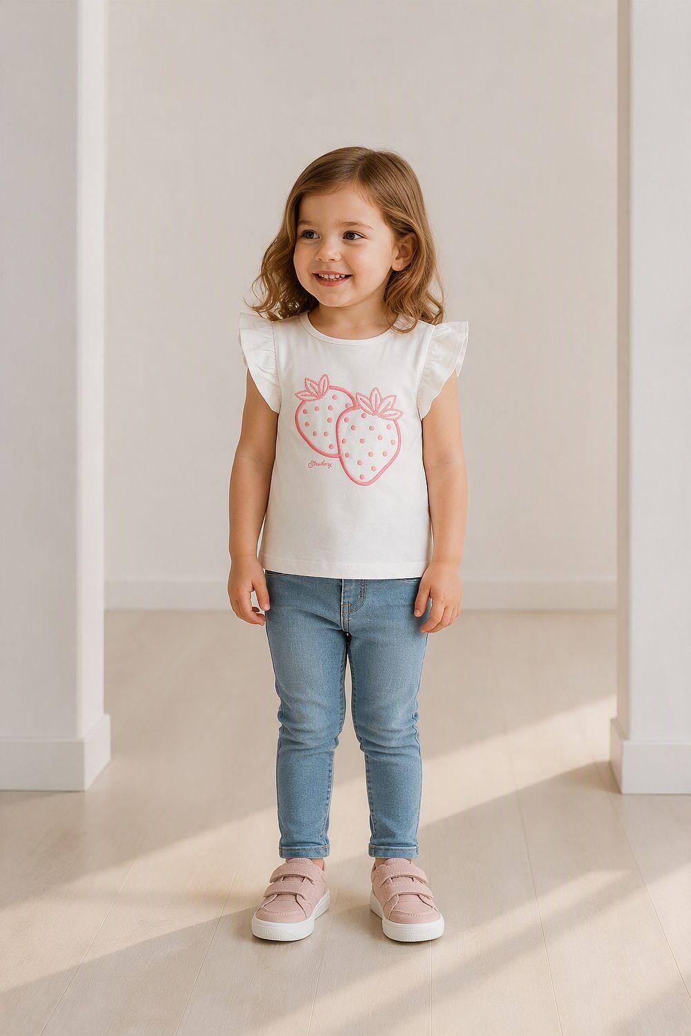 Polera Frutillas Blanco Niña 6-9M a 4-5A Colloky-1