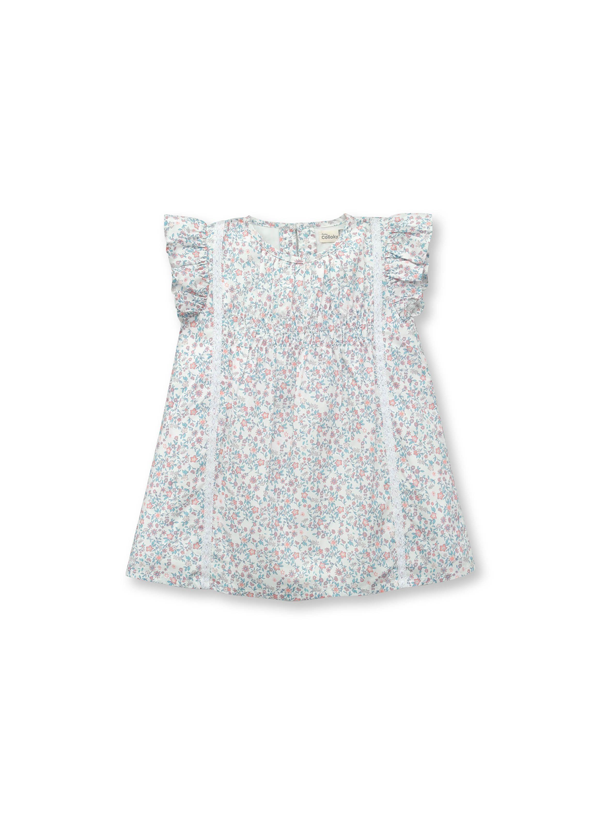 Vestido De Bebé Niña Flores Blanco (3 A 36 Meses) Colloky-0