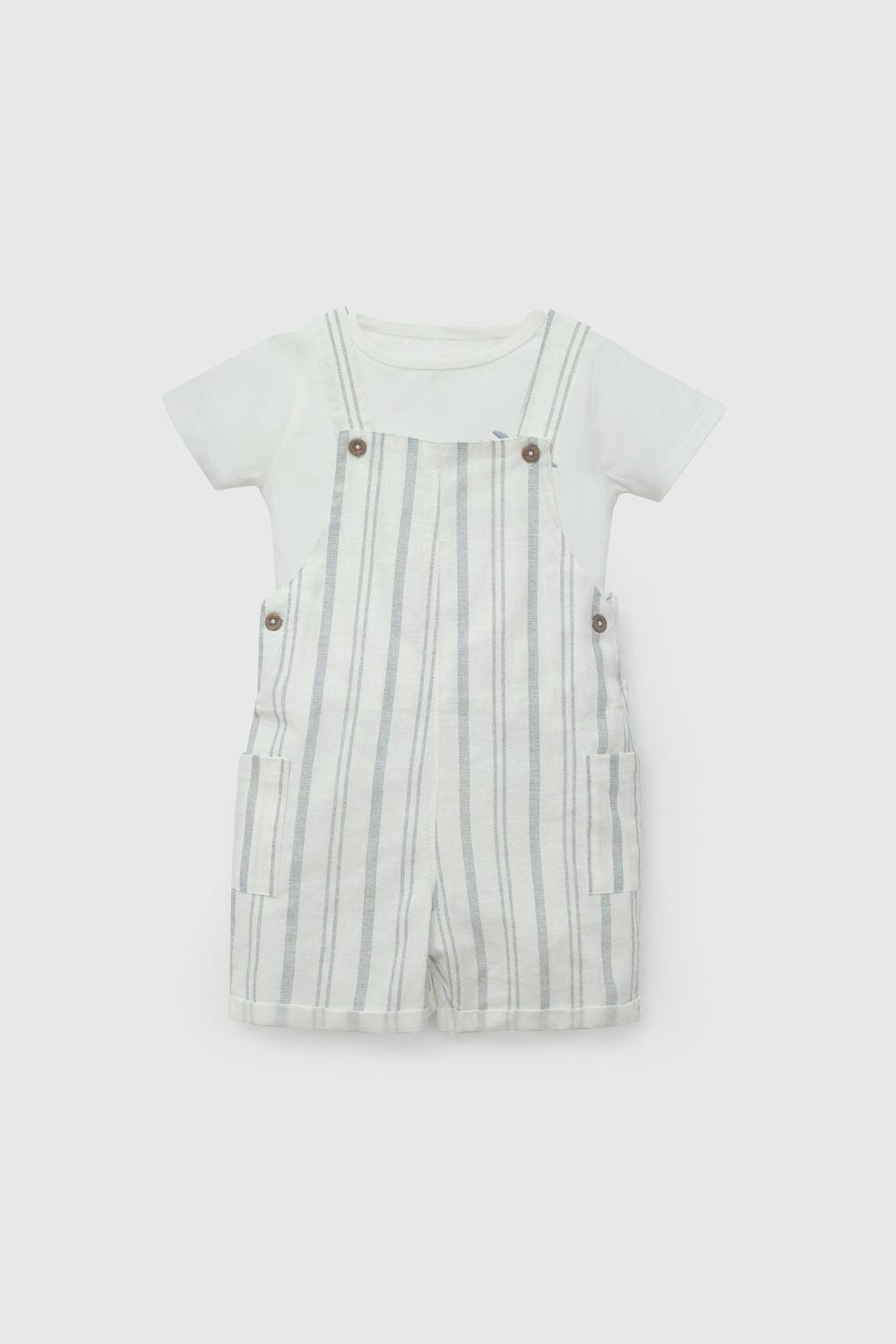 Conjunto Jardinera Y Body Rayado De Niño COAL0109V26-0