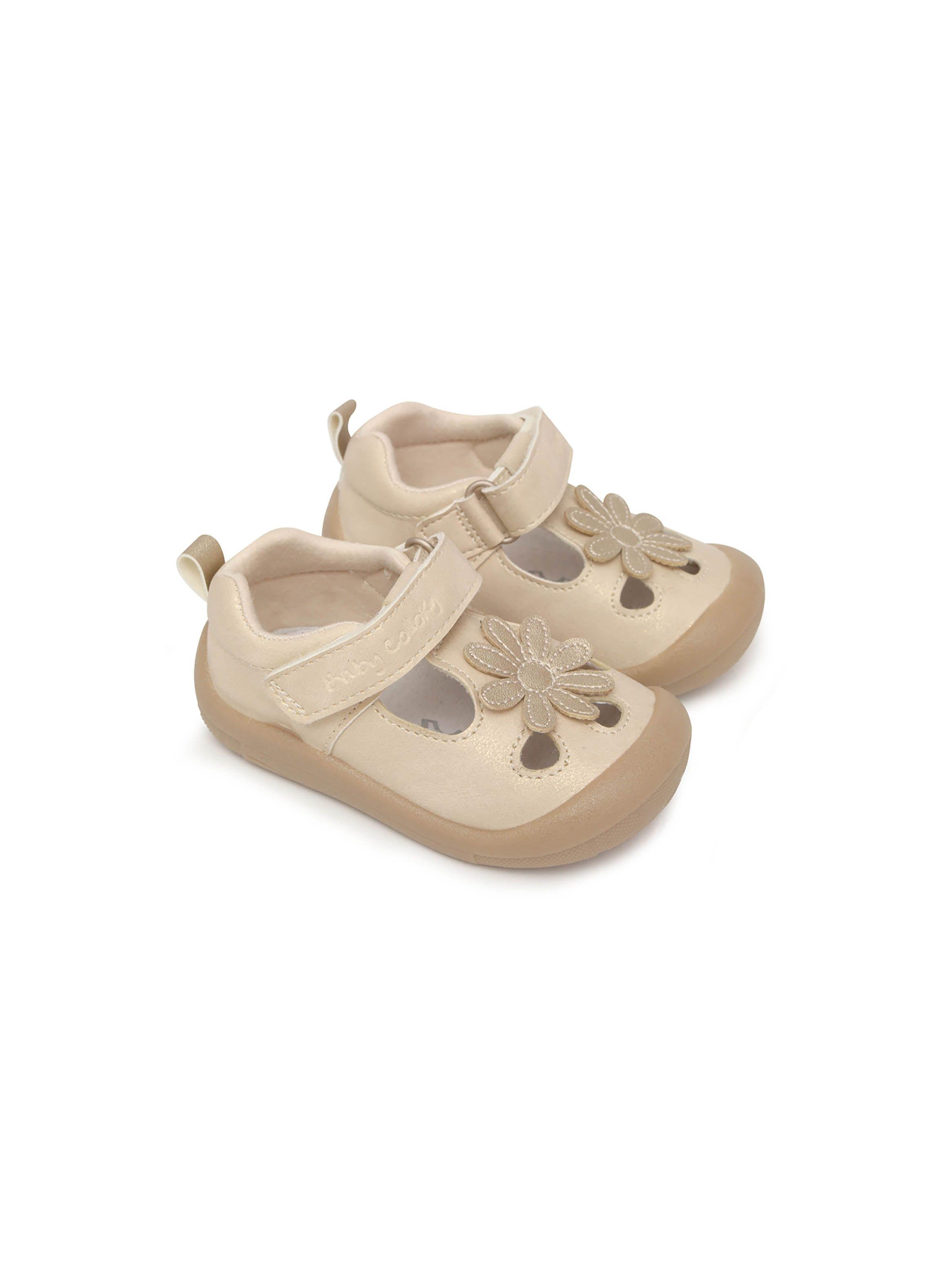 Sandalia De Bebé Niña Parche Flor Beige (17 A 20) Colloky-0