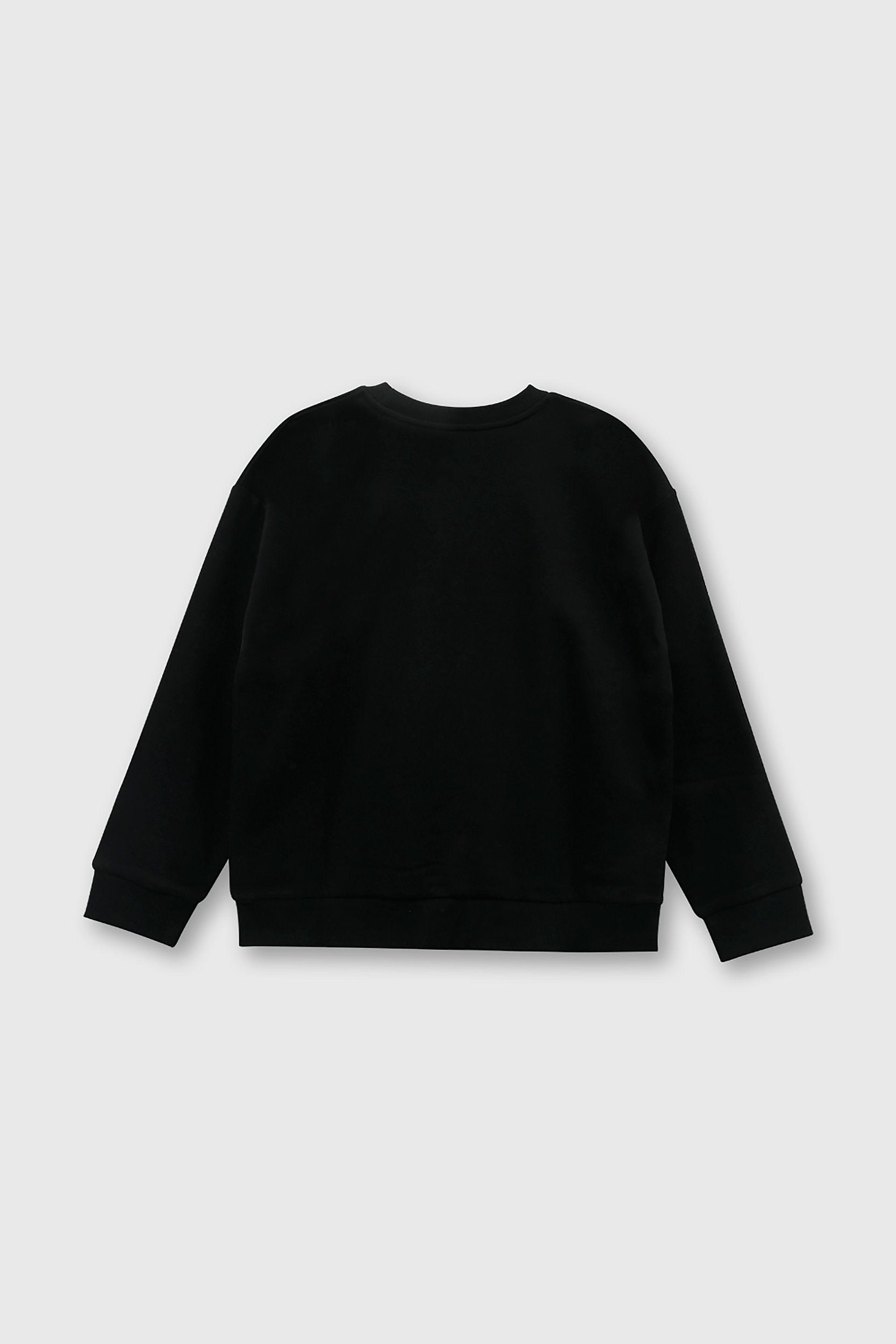 Polerón Negro de polycotton Cerrado Liso para Niño de 3 a 12 años-1