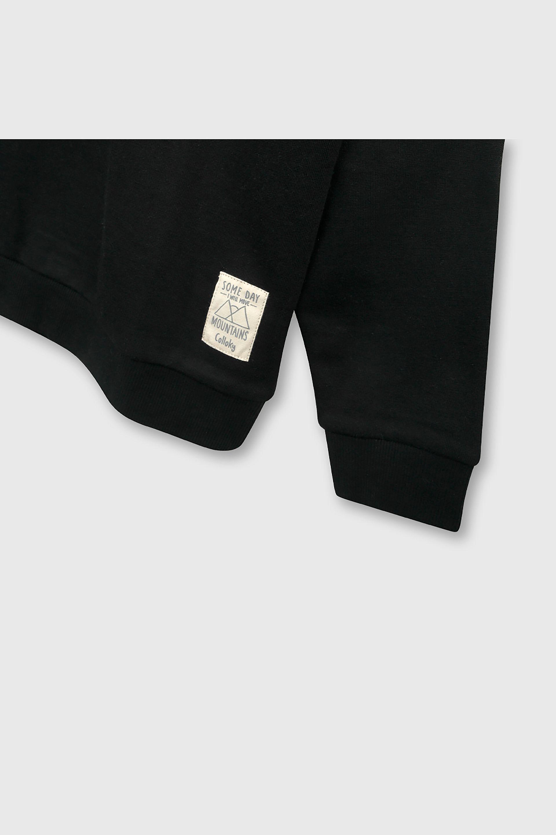 Polerón Negro de polycotton Cerrado Liso para Niño de 3 a 12 años-2