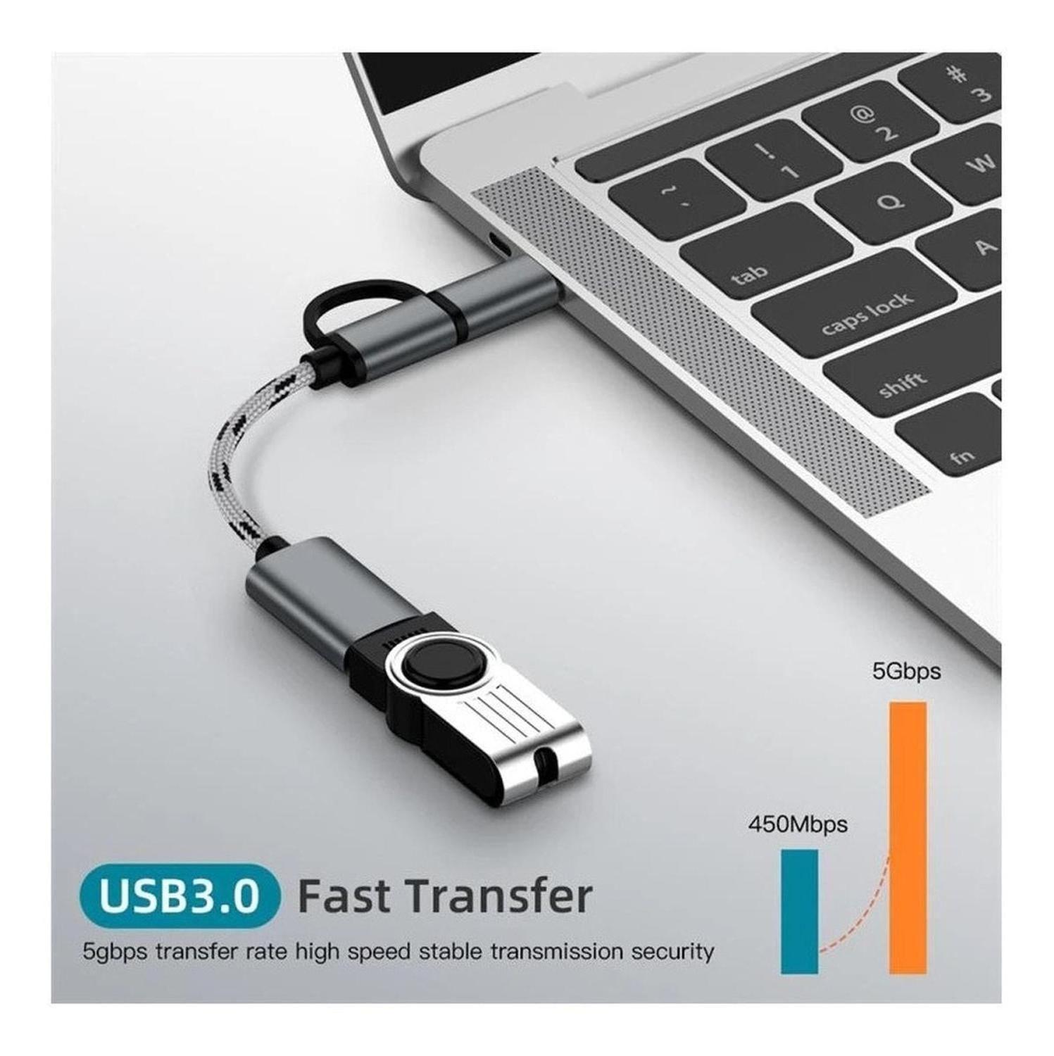 Adaptador Usb Otg Dual (micro Usb Y Typo C) Cuerpo Metalico-2