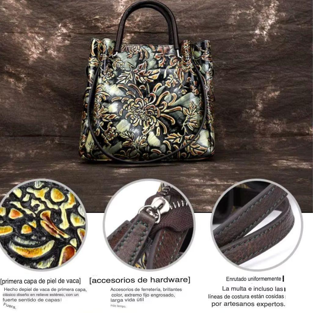 Bolso de mano de Cuero hecho a mano, bolso de mujer de estilo Vintage, -4