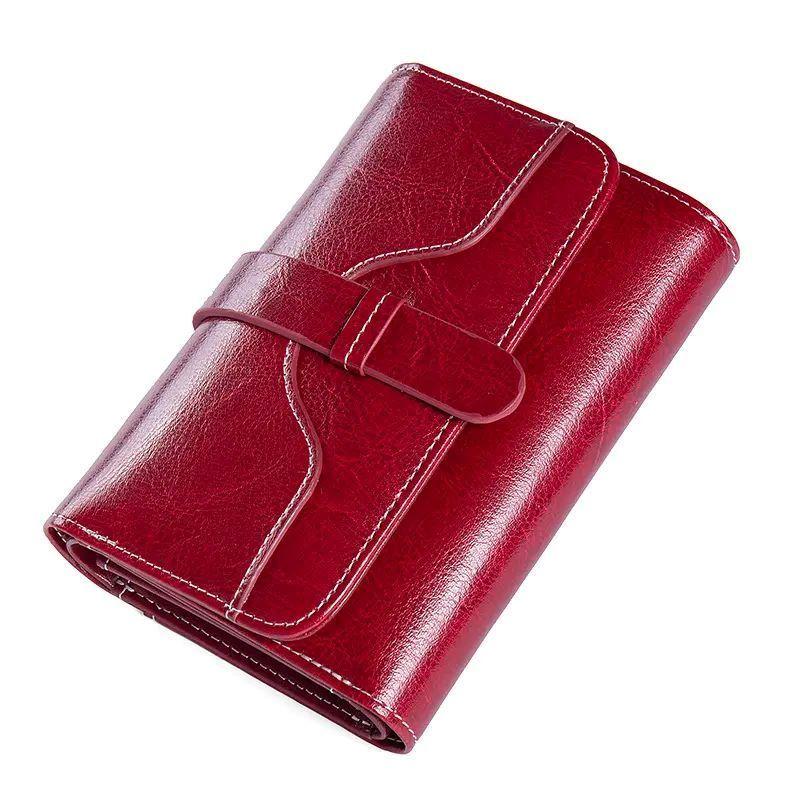 Billetera De Triple Pliegue Con Hebilla Retro-0