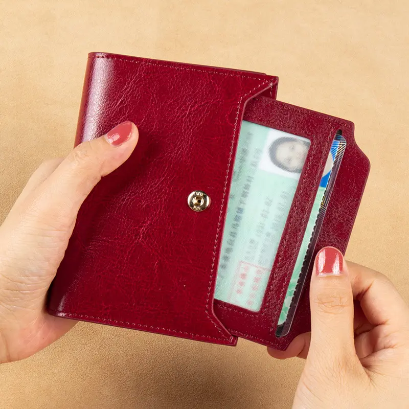 Billetera De Triple Pliegue Con Hebilla Retro-1