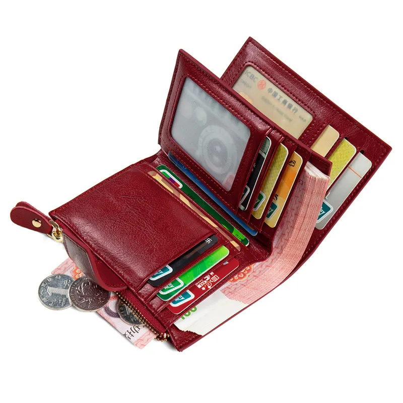 Billetera De Triple Pliegue Con Hebilla Retro-3