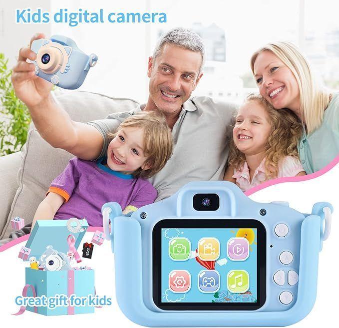 Mini camara Fotos Digital Infantil Recargable Filma Juegos Color Rosado Celeste-4