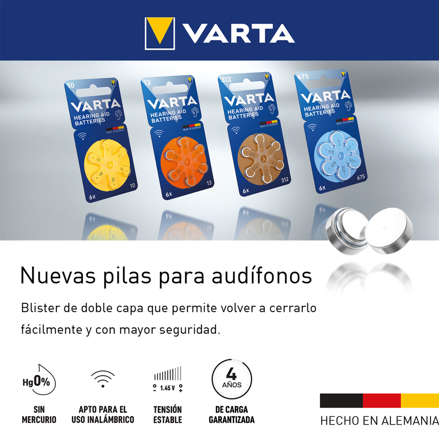 Pack 60 Pilas Varta Audífono Tamaño 312-6
