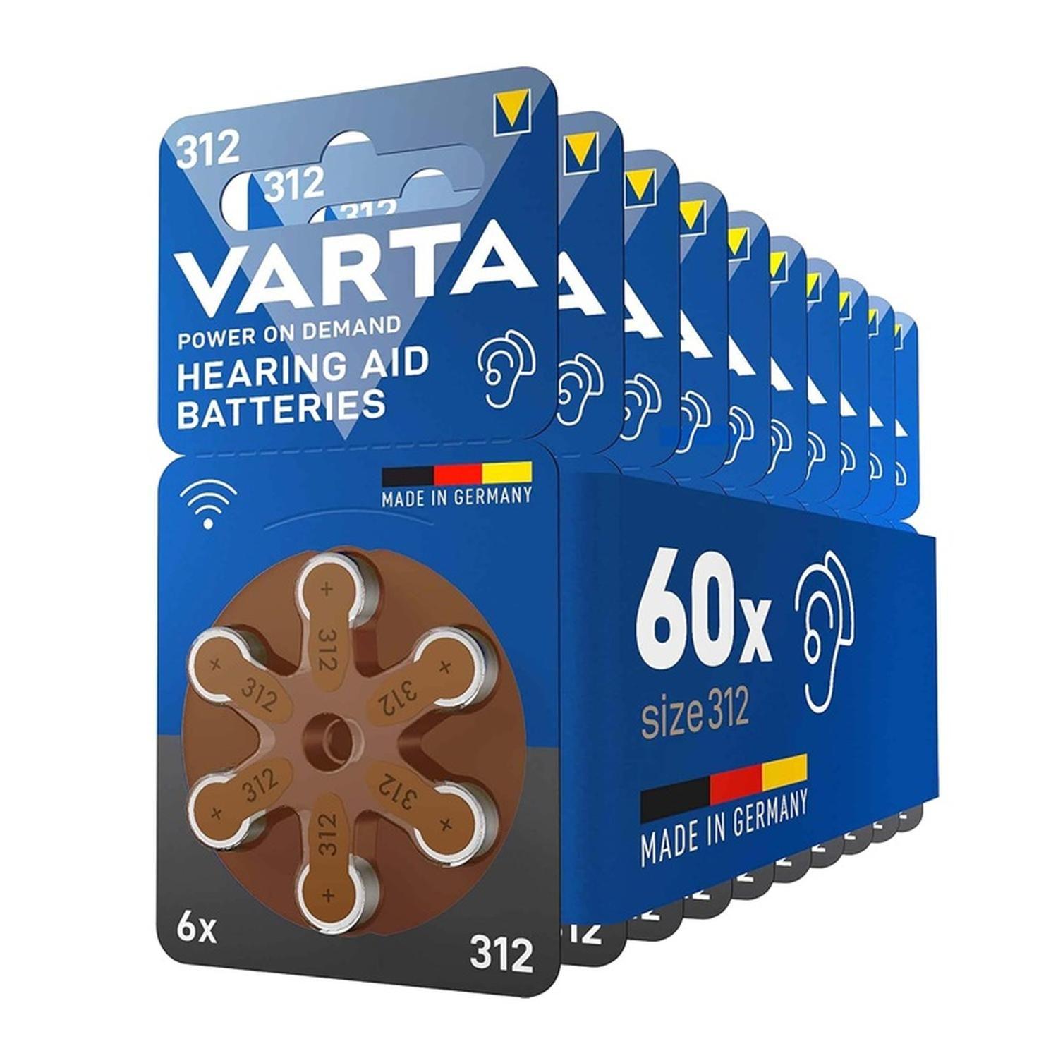 Pack 60 Pilas Varta Audífono Tamaño 312-8