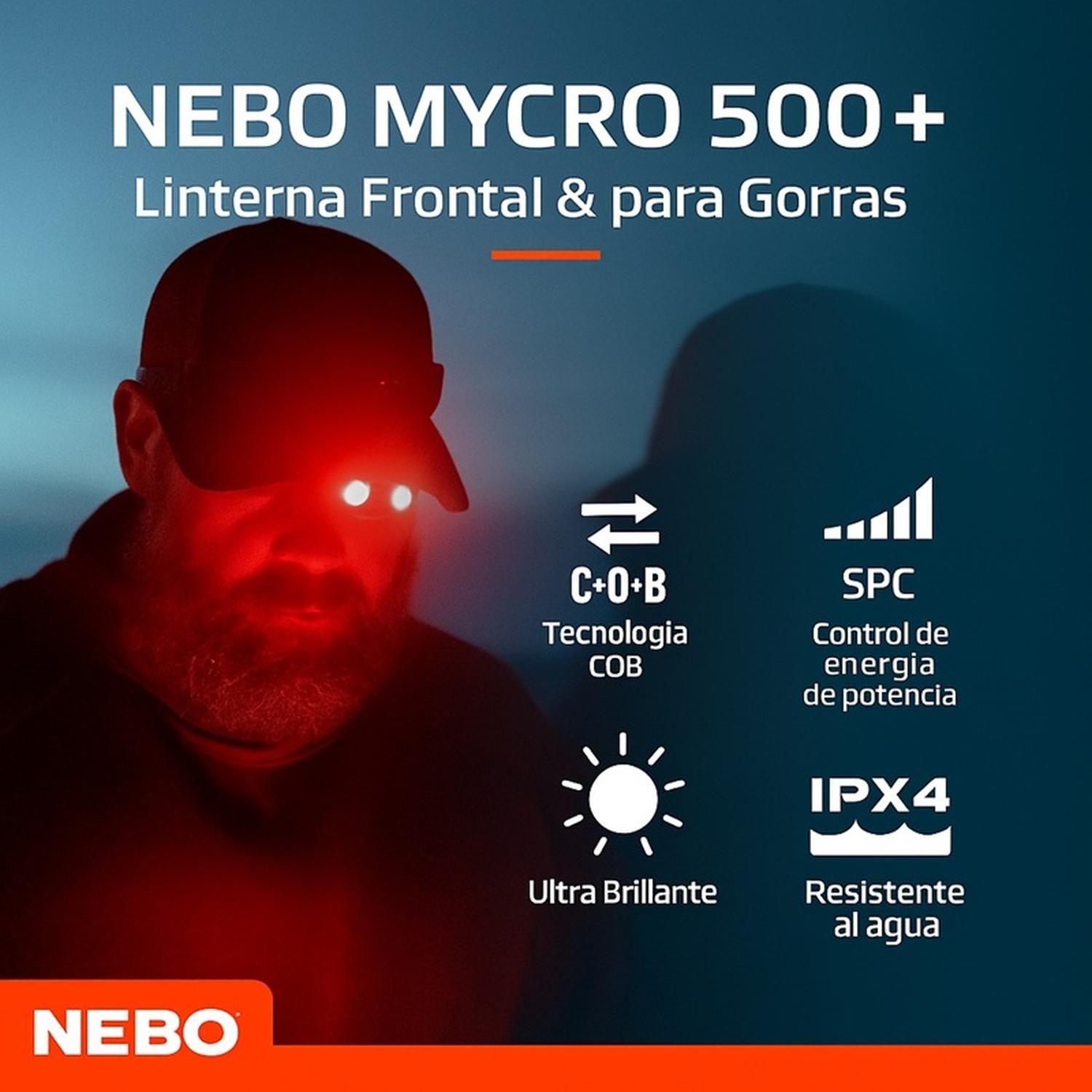 Linterna Frontal Recargable NEBO Mycro 500 Lúmenes-3
