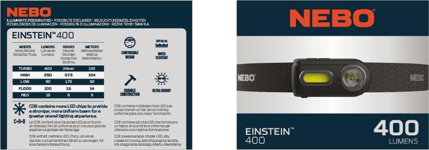 Linterna Frontal Recargable NEBO Einstein 400 Lúmenes-8