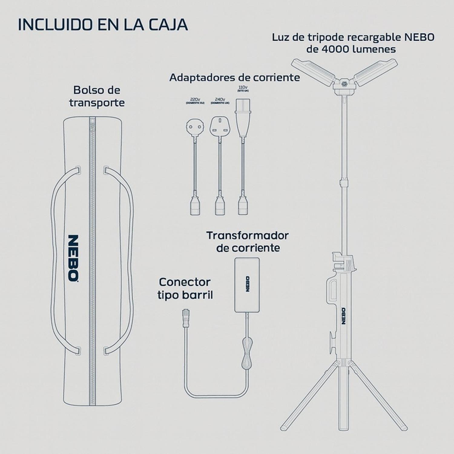 Luz de Trabajo Led Trípode Recargable NEBO 4K 4000 Lúmenes-7