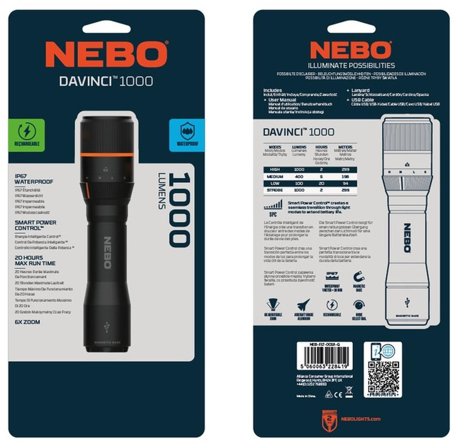 Linterna de mano Recargable NEBO Davinci™ 1000 Lúmenes-7