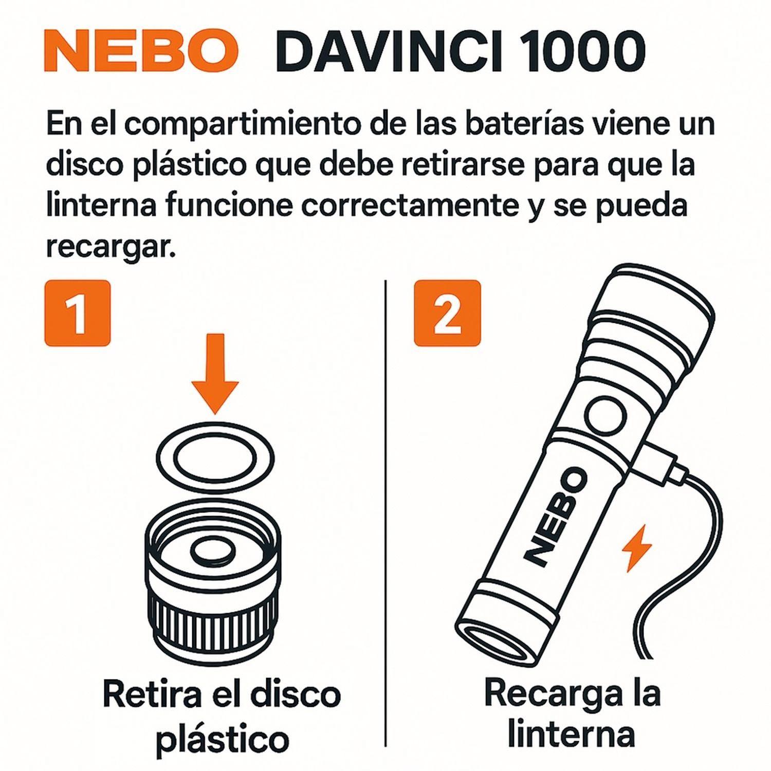 Linterna Recargable NEBO Davinci™ 1000 Lúmenes-7