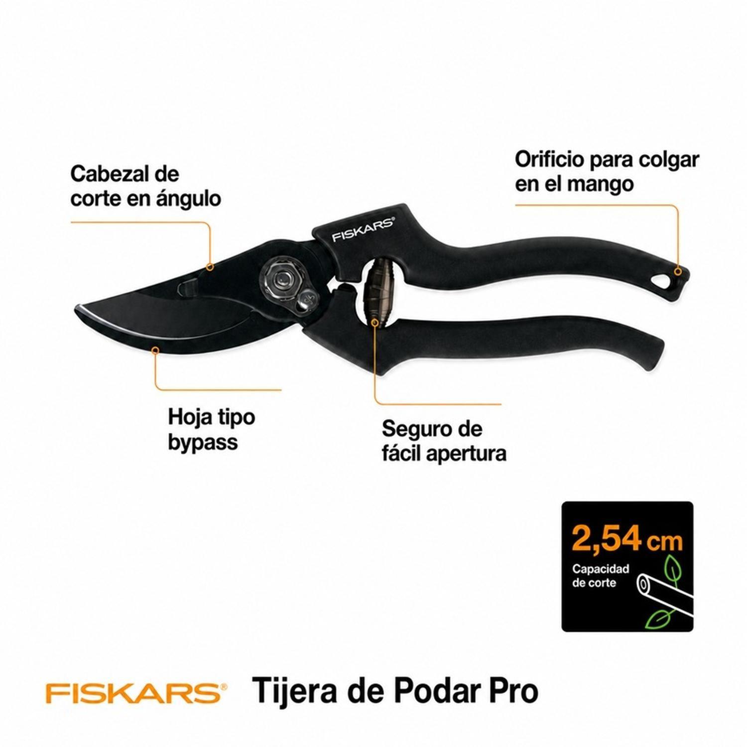 Tijera De Podar Fiskars Pro Corte Bypass 2.5 Cm Jardín-2