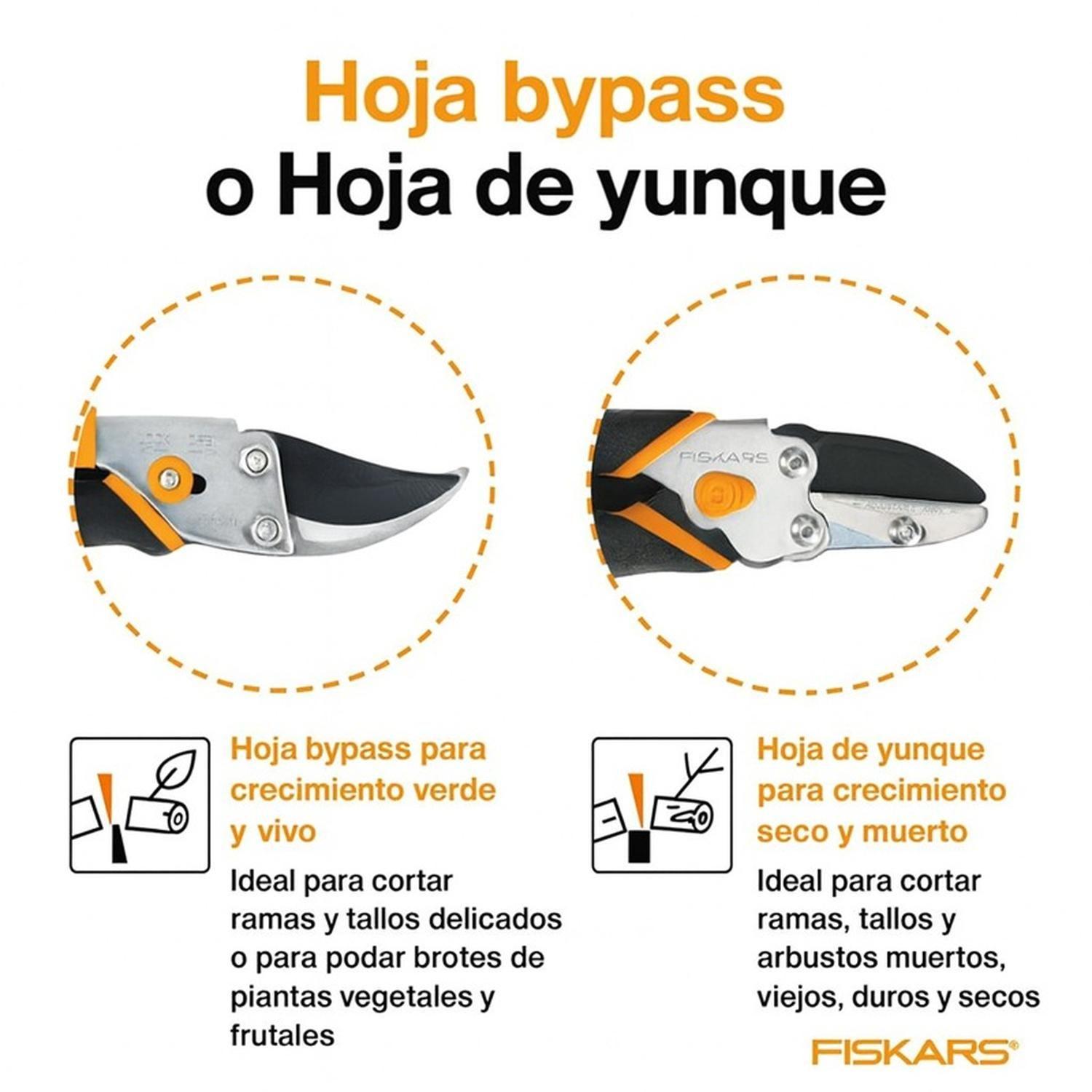 Tijera De Podar Fiskars Pro Corte Bypass 2.5 Cm Jardín-6