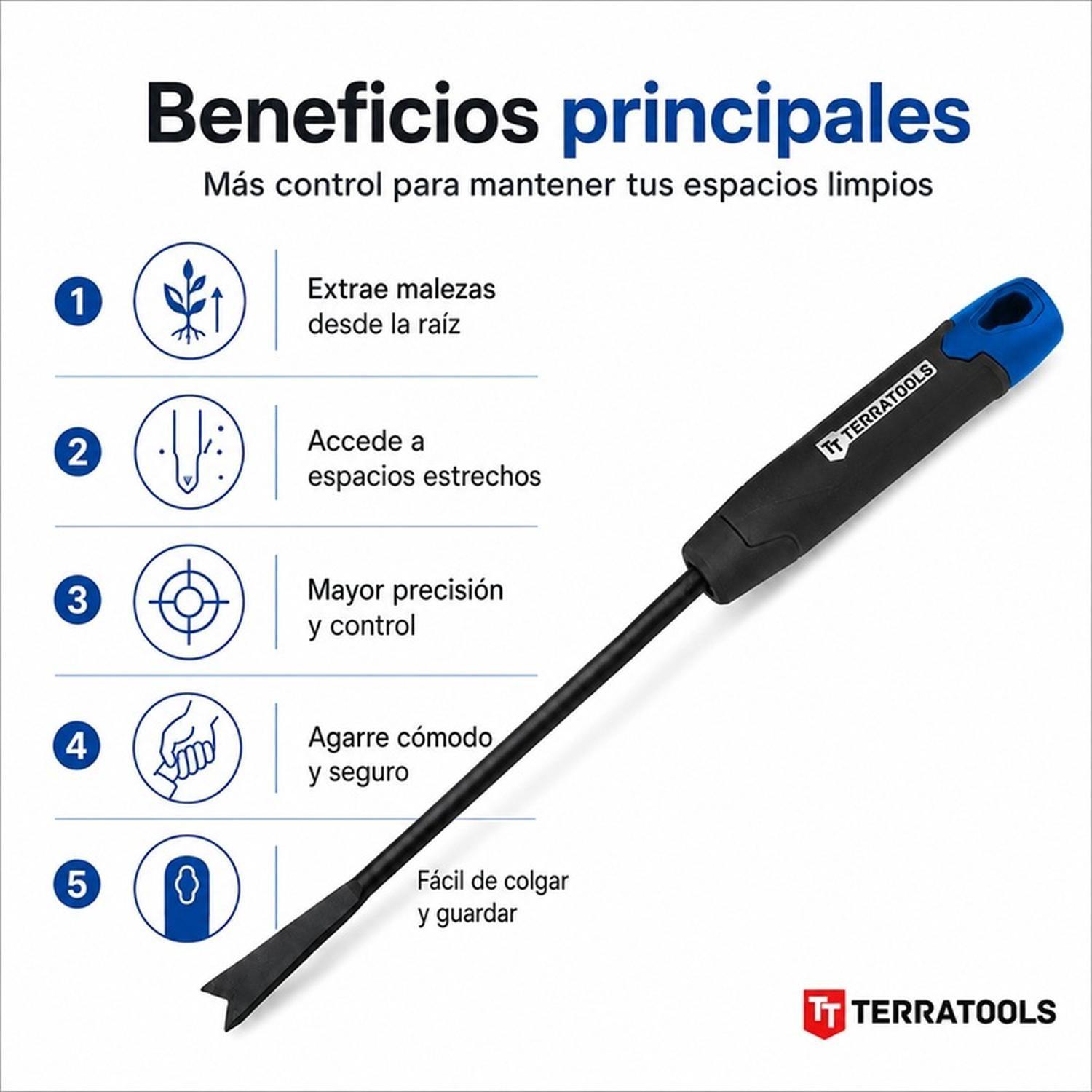 Desmalezador De Mano TerraTools Para Malezas Jardín Huerto-3