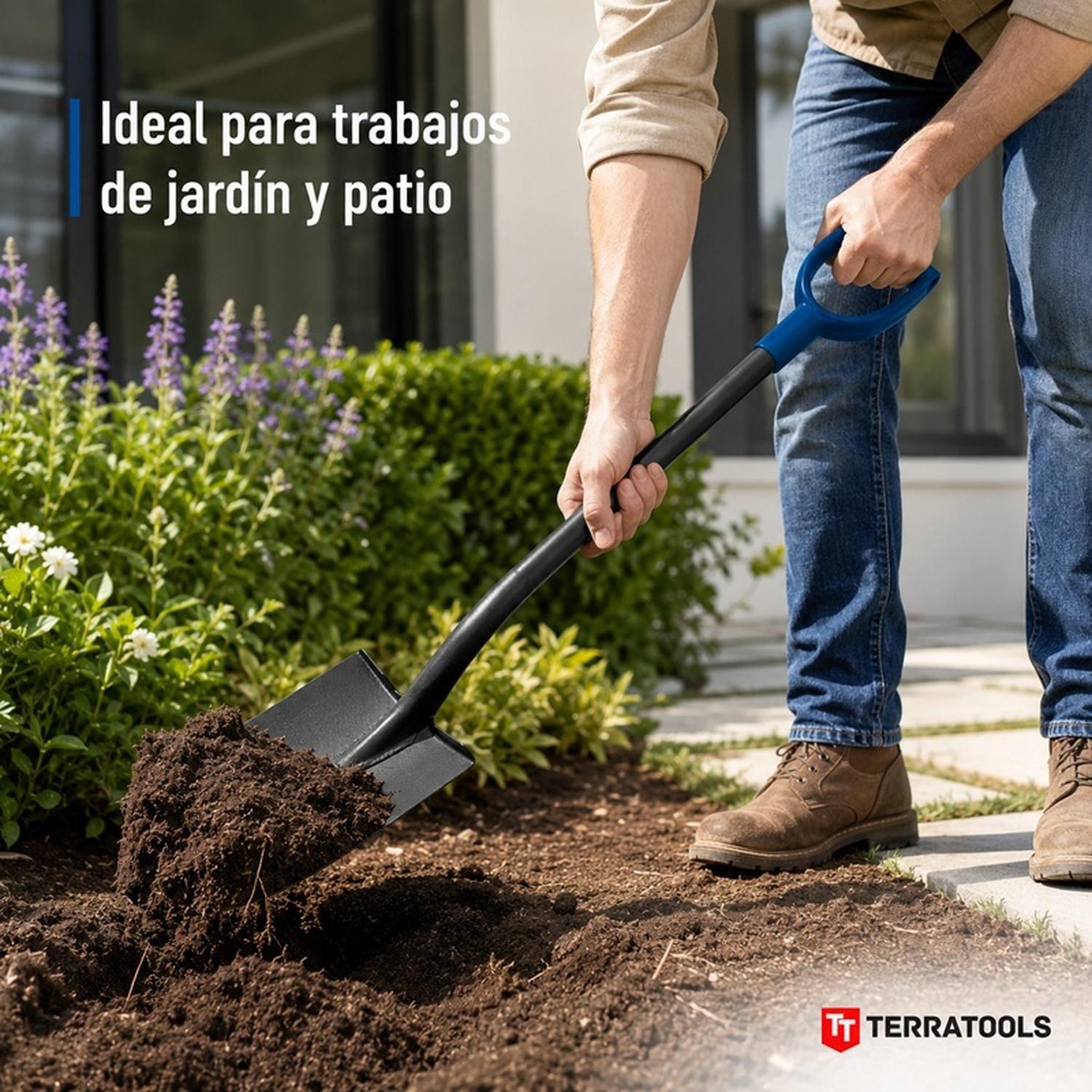Pala Punta De Huevo TerraTools Acero Carbono Mango tipo D-1