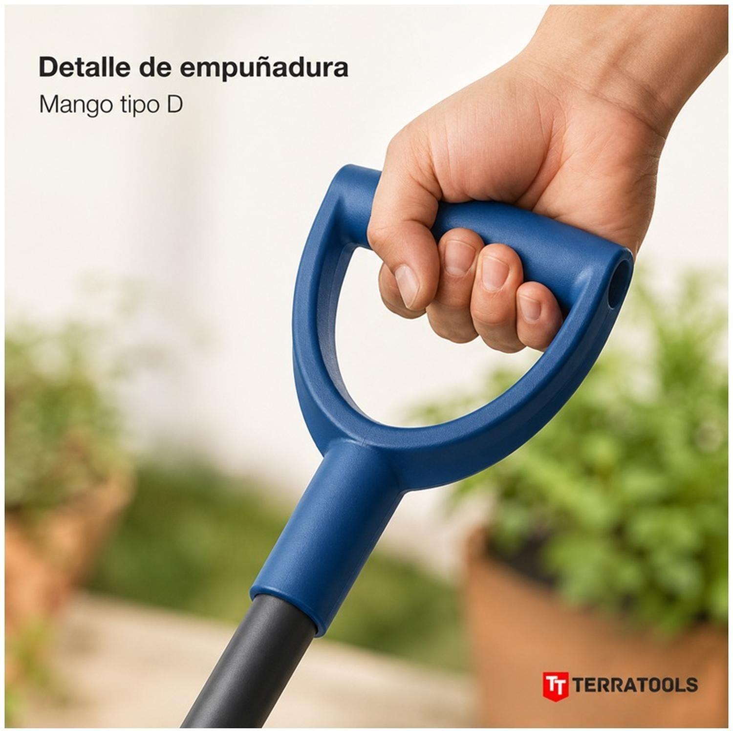 Pala Punta De Huevo TerraTools Acero Carbono Mango tipo D-4