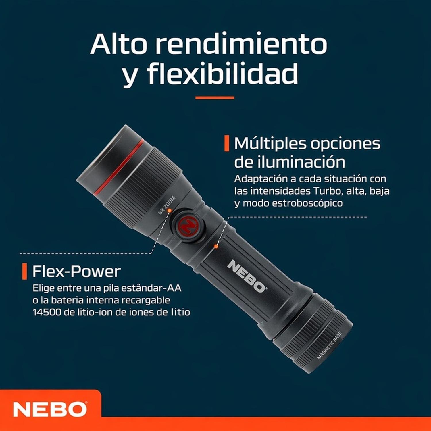Linterna Táctica Recargable / Pilas Nebo Redline 450 Lúmenes-2