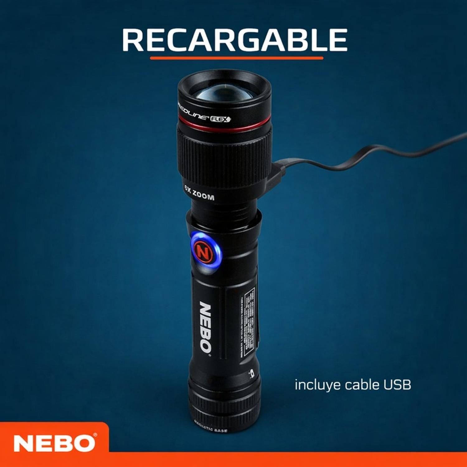 Linterna Táctica Recargable / Pilas Nebo Redline 450 Lúmenes-6
