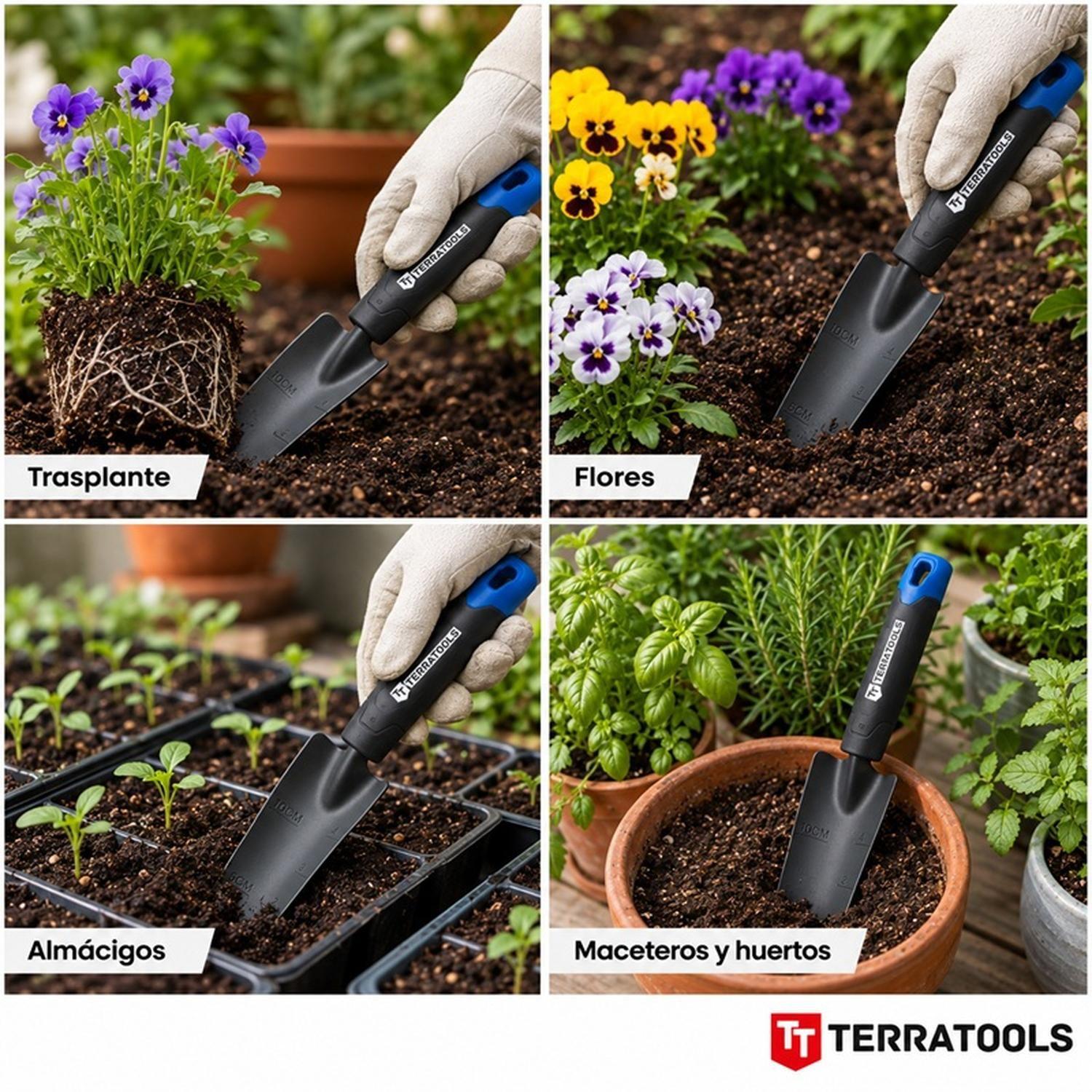 Trasplantador De Mano TerraTools Acero y Mango Ergonómico-3