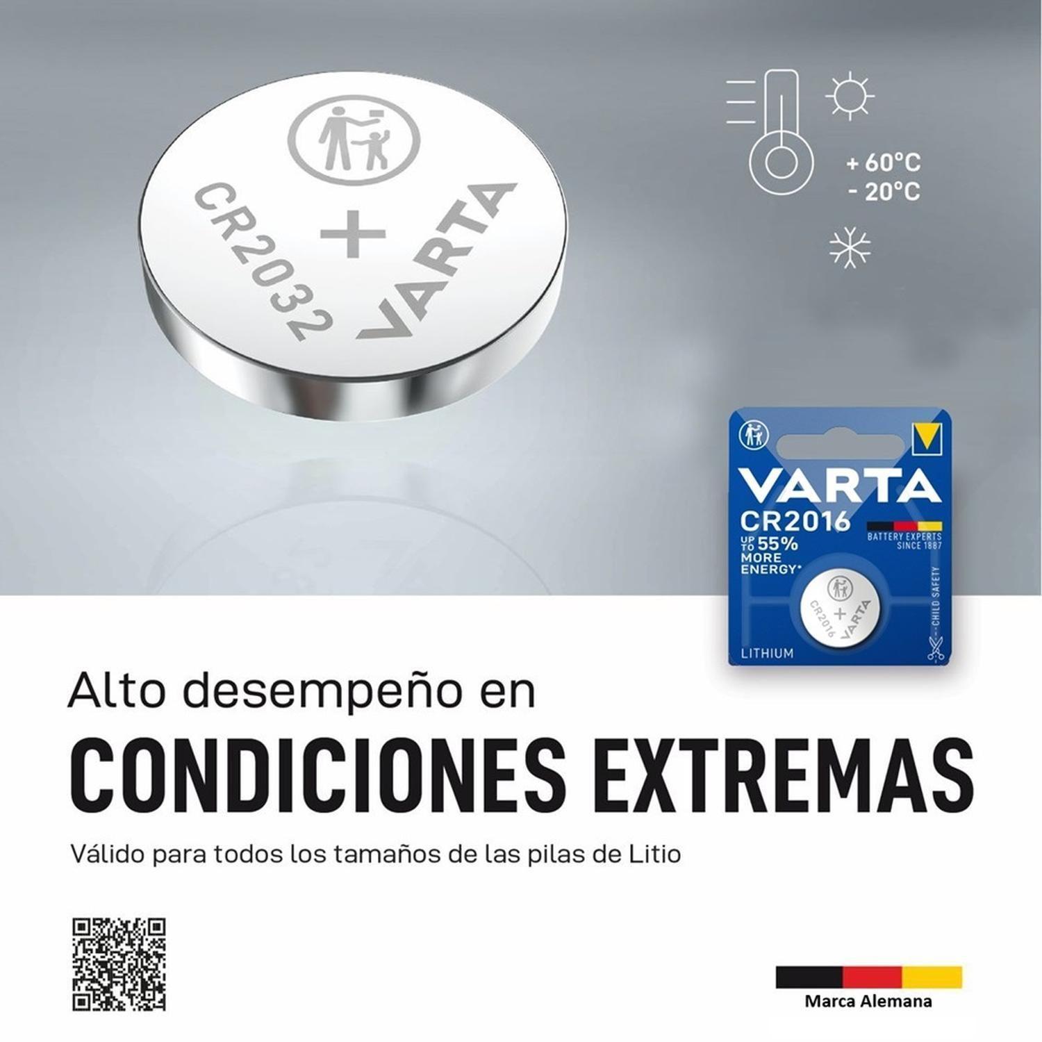 Pila CR2016 Litio Botón Varta 10 unidades para reloj-1