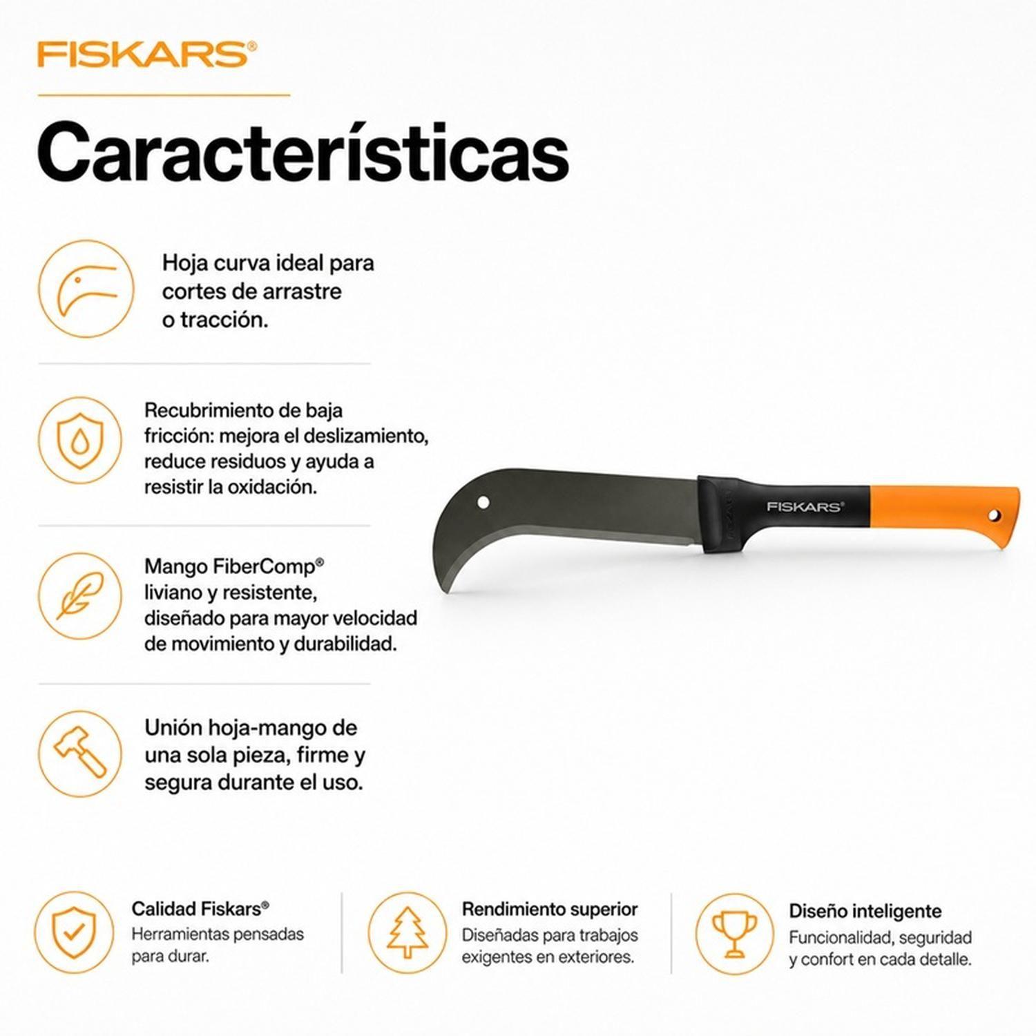 Machete Curvo Rozón Fiskars para Maleza 48 cm con Funda-3